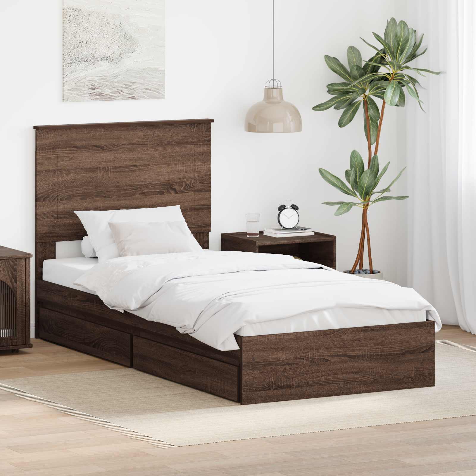 vidaXL Bedframe met lade met hoofdeinde Wit 200 x 200 cm Bewerkt hout