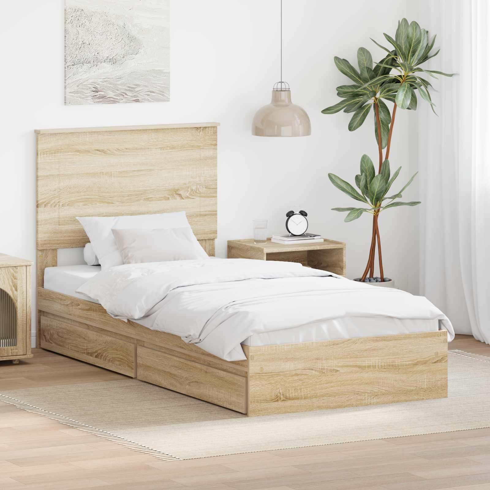 vidaXL Bedframe met lade met hoofdeinde Wit 200 x 200 cm Bewerkt hout