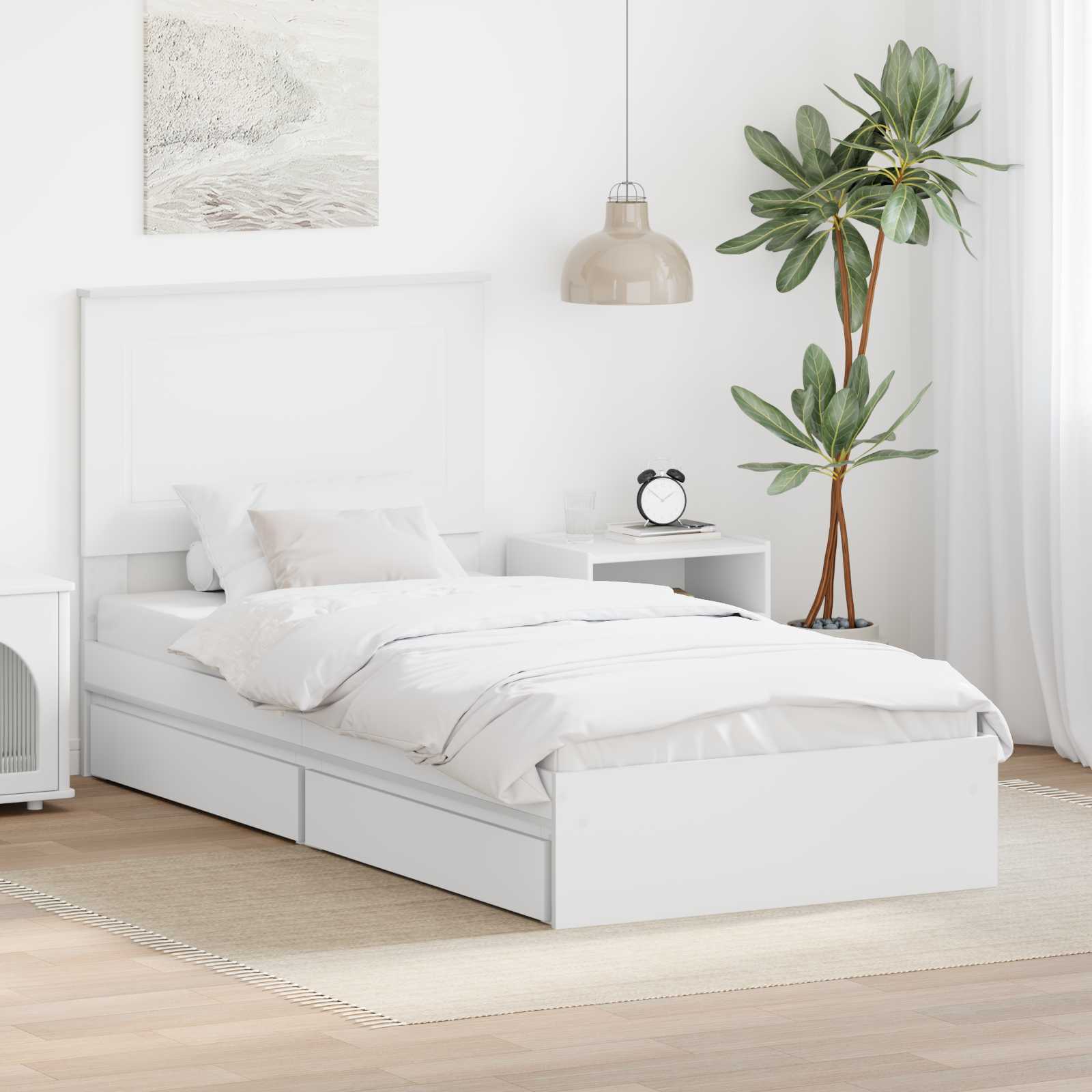 vidaXL Bedframe met lade met hoofdeinde Wit 200 x 200 cm Bewerkt hout