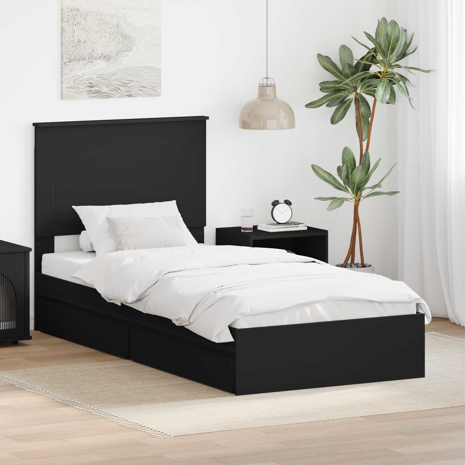 vidaXL Bedframe met lade met hoofdeinde Wit 200 x 200 cm Bewerkt hout