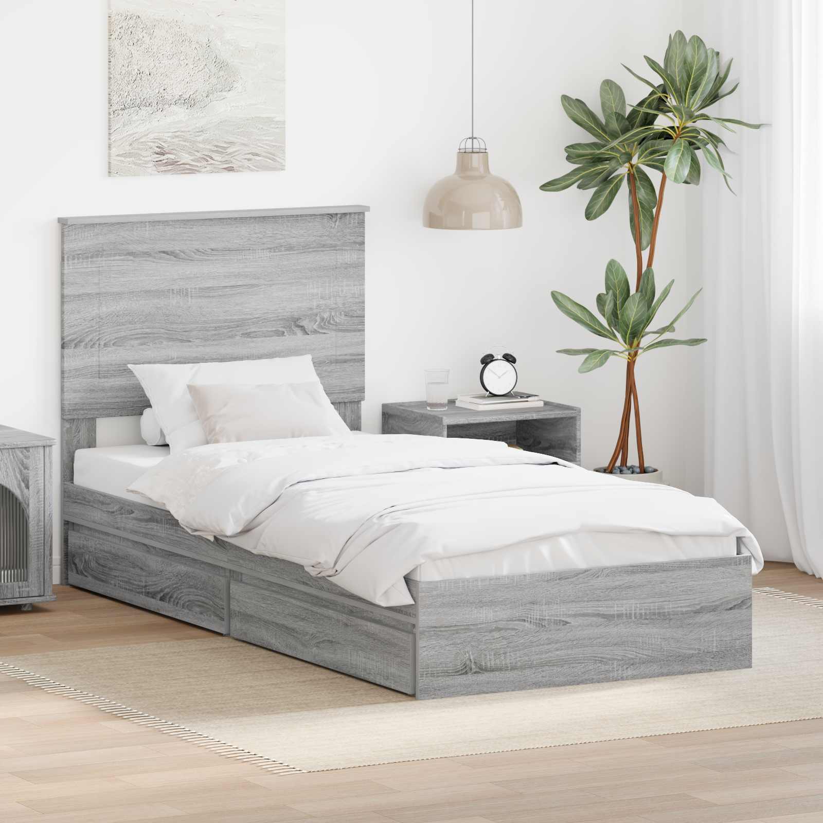 vidaXL Bedframe met lade met hoofdeinde Wit 200 x 200 cm Bewerkt hout
