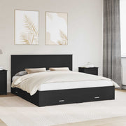 vidaXL Bedframe met lade Zwart en Zilver 200 x 200 cm Bewerkt hout