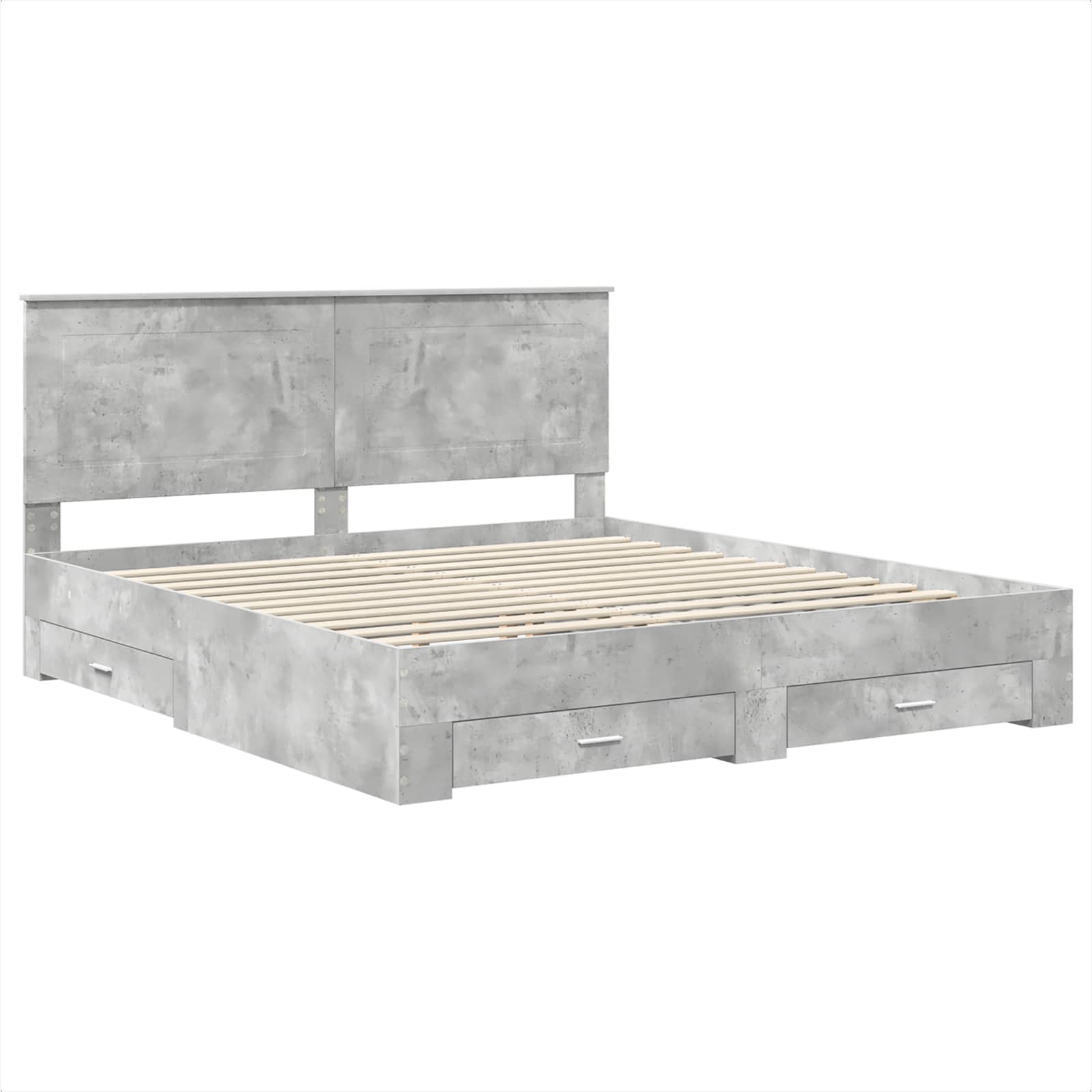 vidaXL Bedframe met lade Zwart en Zilver 200 x 200 cm Bewerkt hout