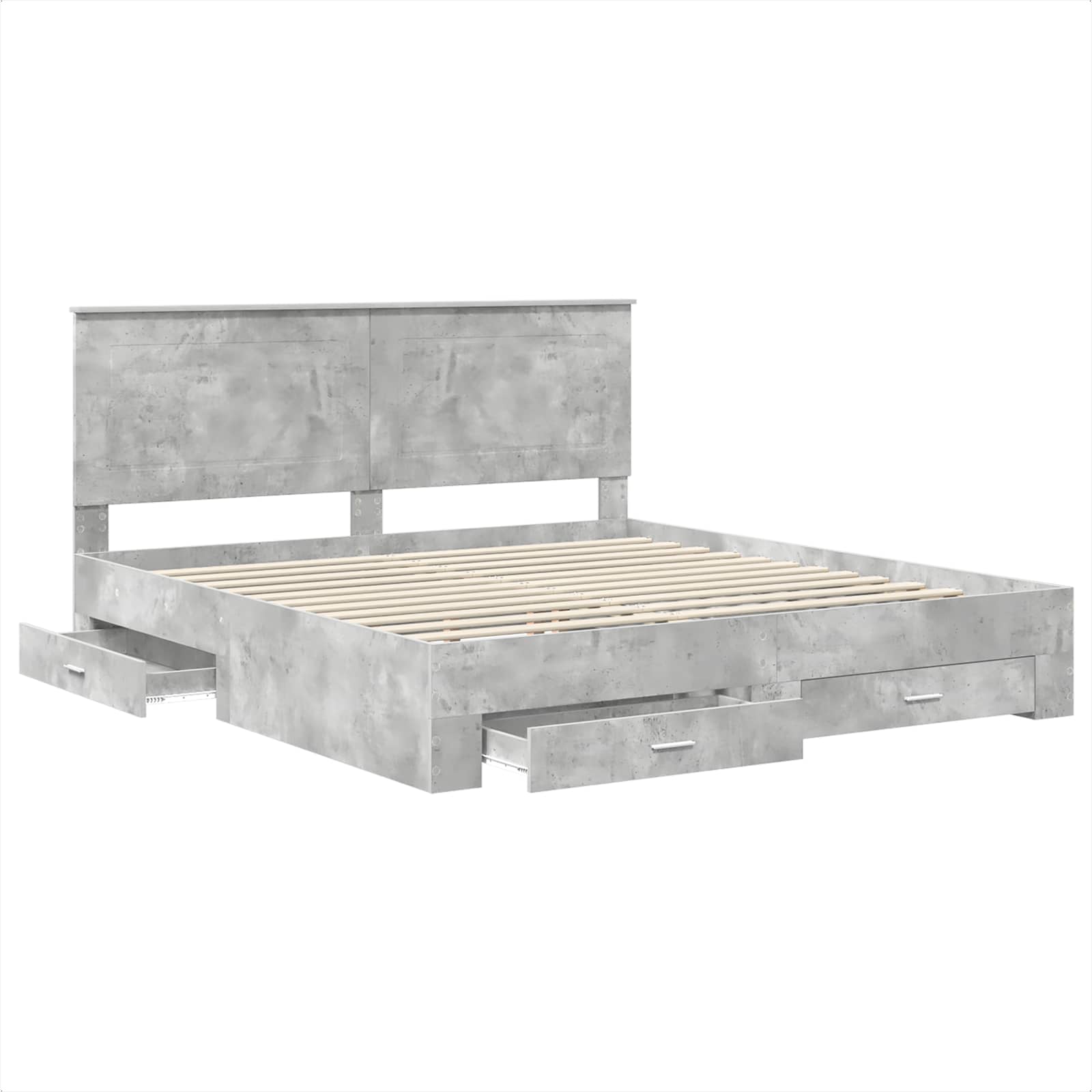 vidaXL Bedframe met lade Zwart en Zilver 200 x 200 cm Bewerkt hout