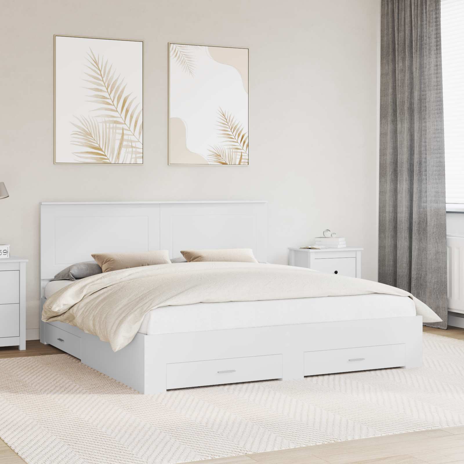 vidaXL Bedframe met lade Zwart en Zilver 200 x 200 cm Bewerkt hout