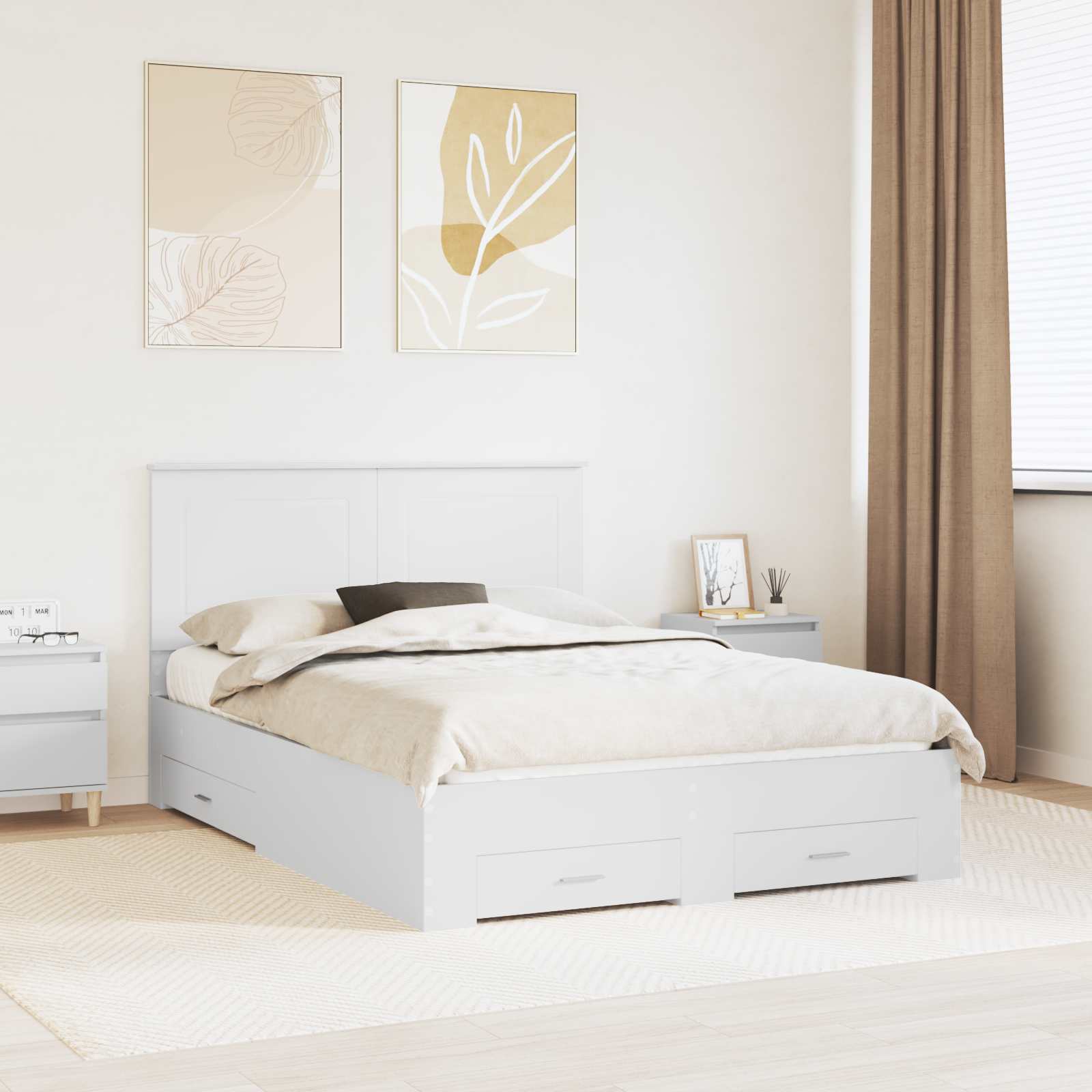 vidaXL Bedframe met lade Zwart en Zilver 200 x 200 cm Bewerkt hout