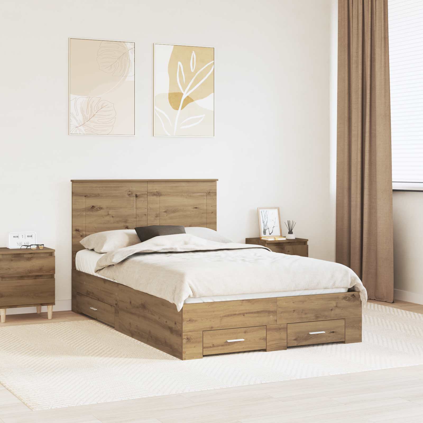 vidaXL Bedframe met lade Zwart en Zilver 200 x 200 cm Bewerkt hout