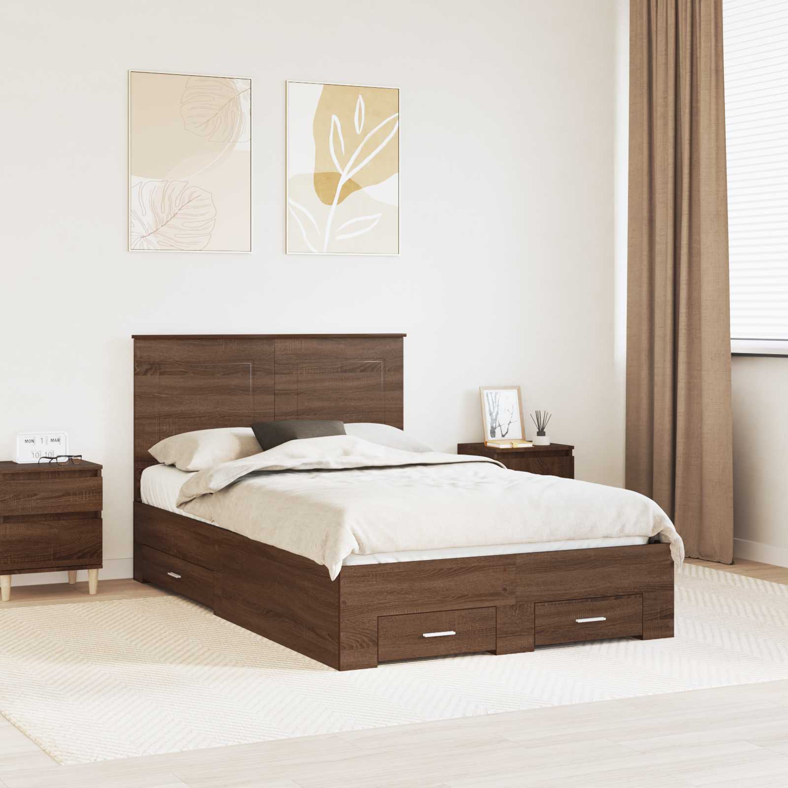 vidaXL Bedframe met lade Zwart en Zilver 200 x 200 cm Bewerkt hout