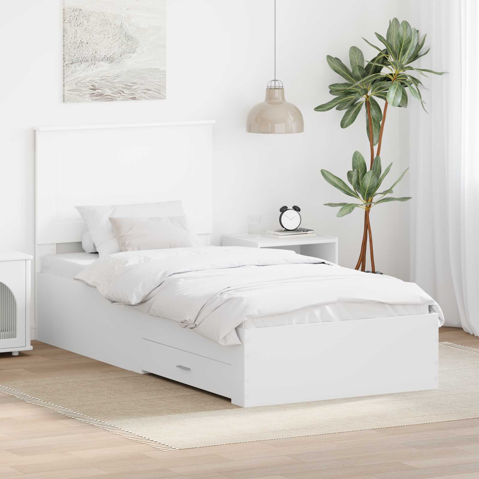 vidaXL Bedframe met lade Zwart en Zilver 200 x 200 cm Bewerkt hout