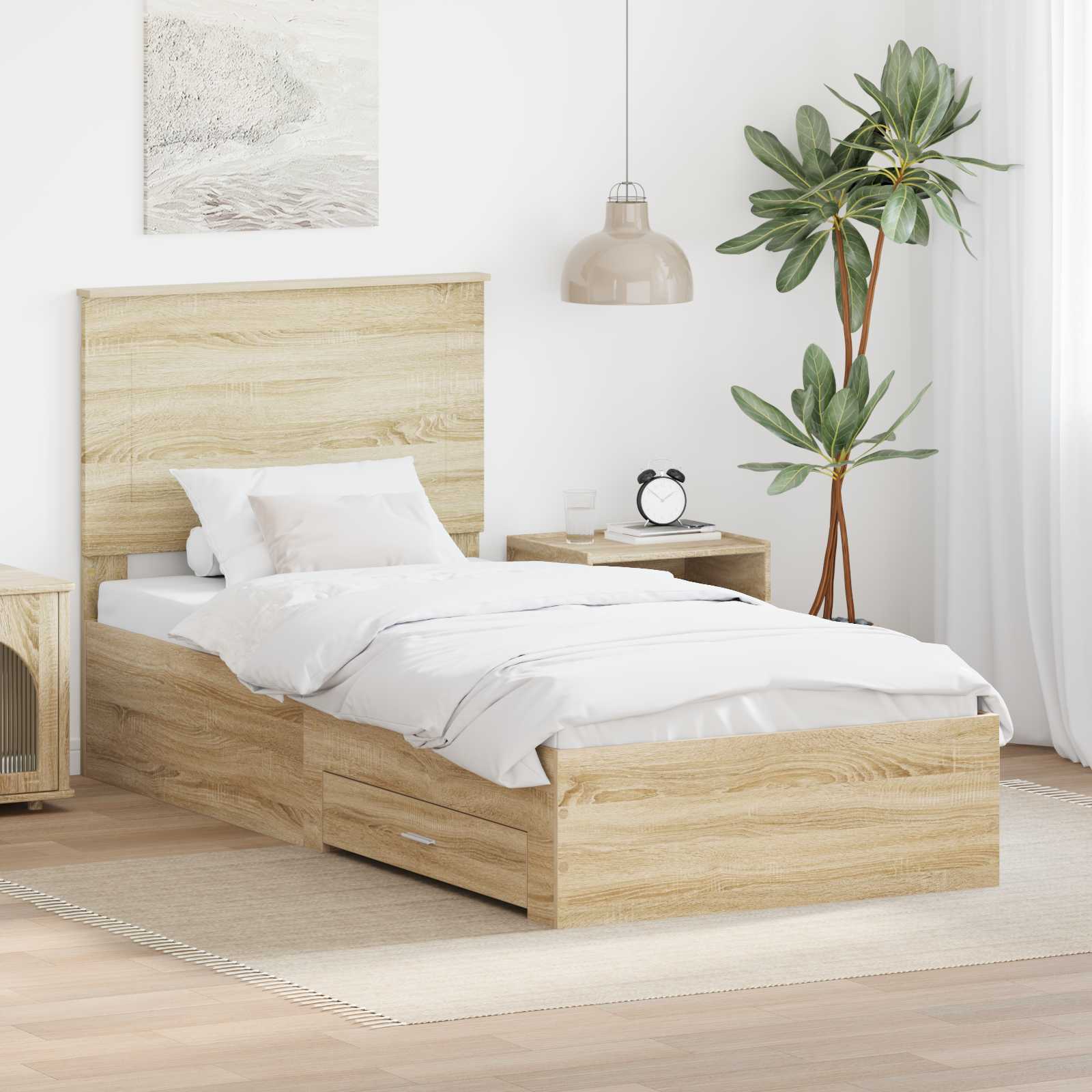 vidaXL Bedframe met lade Zwart en Zilver 200 x 200 cm Bewerkt hout