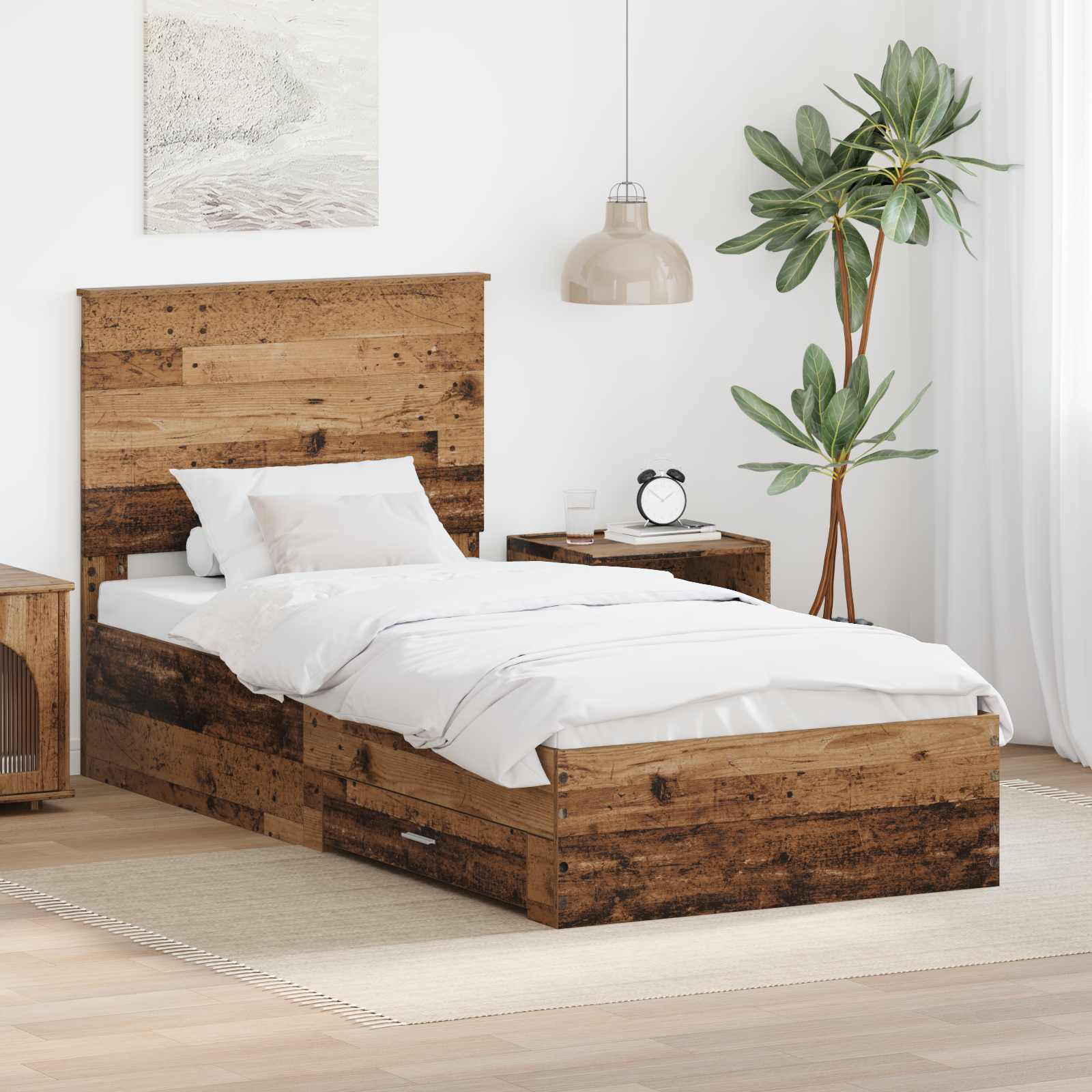 vidaXL Bedframe met lade Zwart en Zilver 200 x 200 cm Bewerkt hout