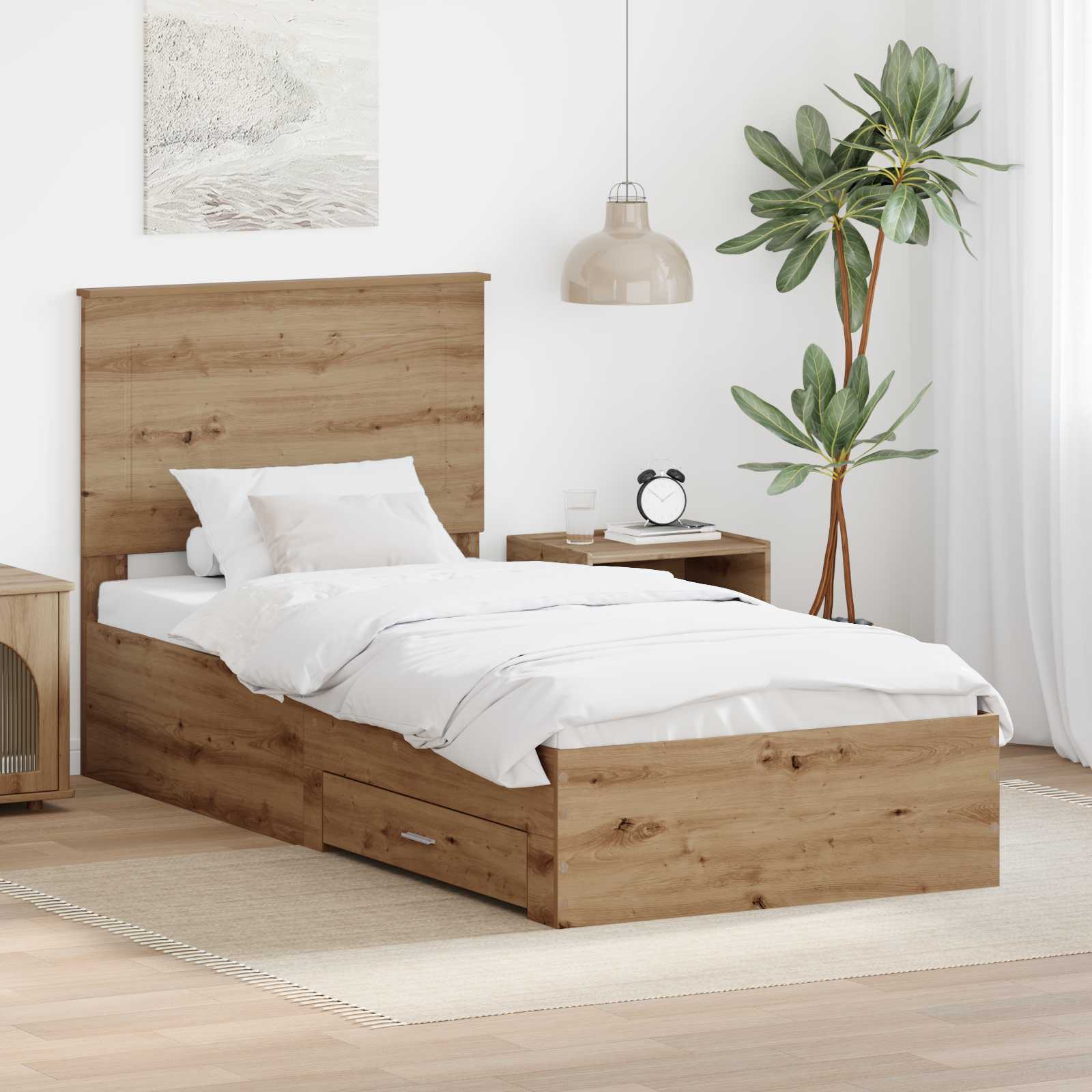 vidaXL Bedframe met lade Zwart en Zilver 200 x 200 cm Bewerkt hout