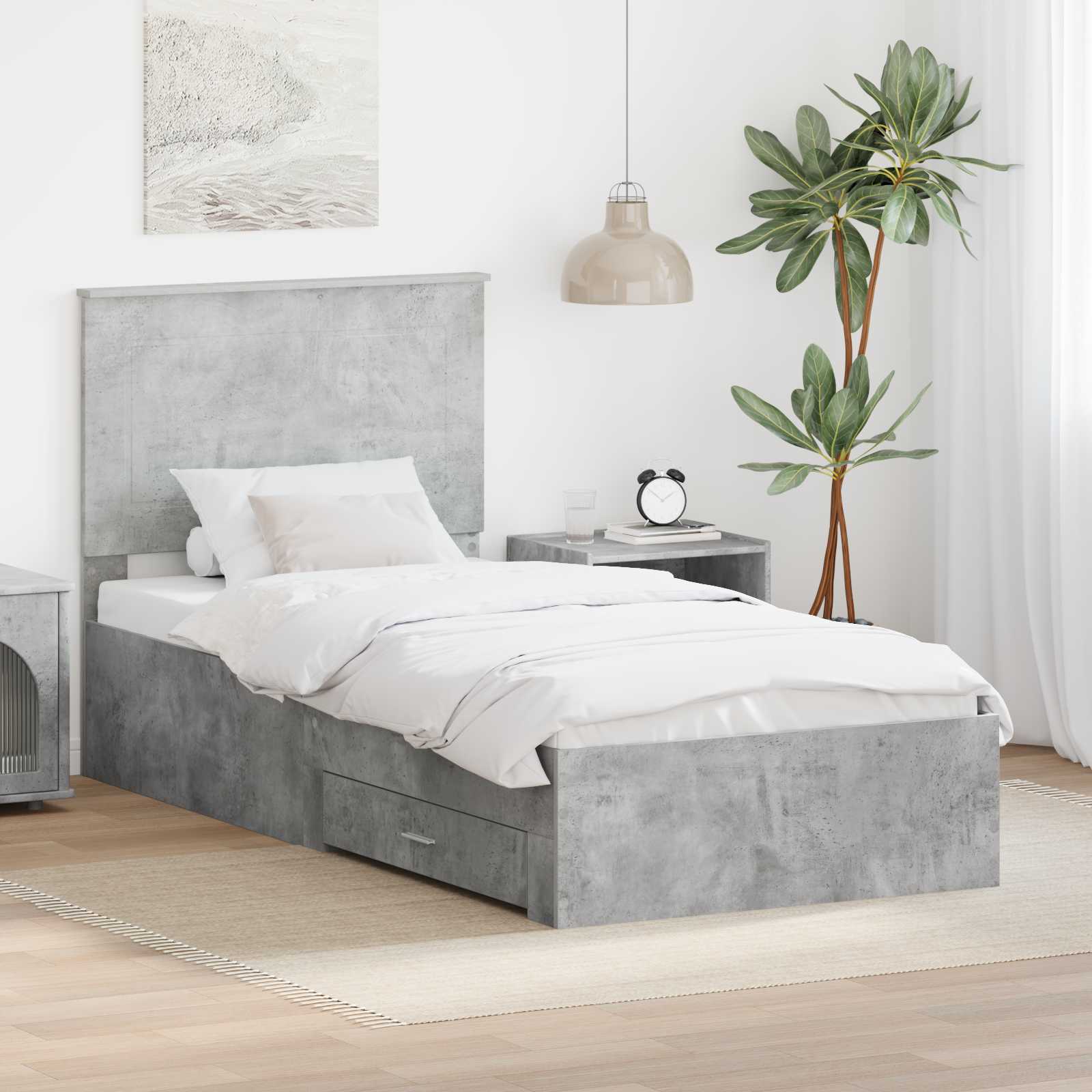 vidaXL Bedframe met lade Zwart en Zilver 200 x 200 cm Bewerkt hout