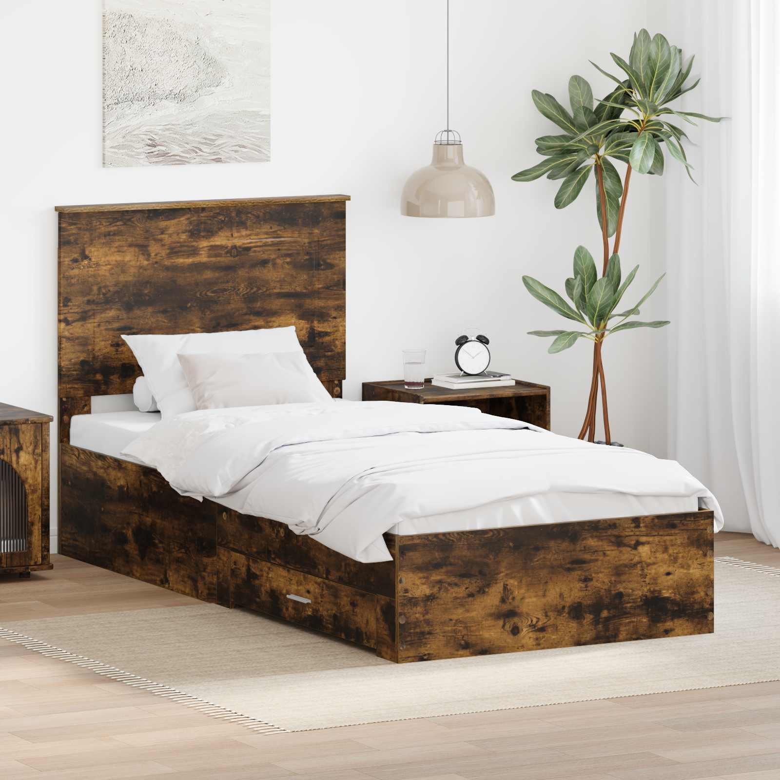 vidaXL Bedframe met lade Zwart en Zilver 200 x 200 cm Bewerkt hout