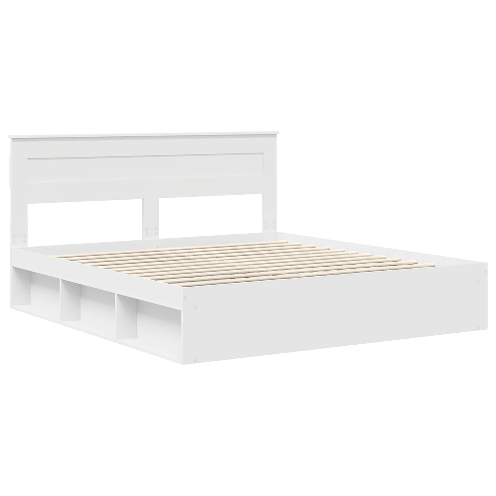 vidaXL Bedframe met hoofdeinde Wit 200 x 200 cm Massief grenenhout