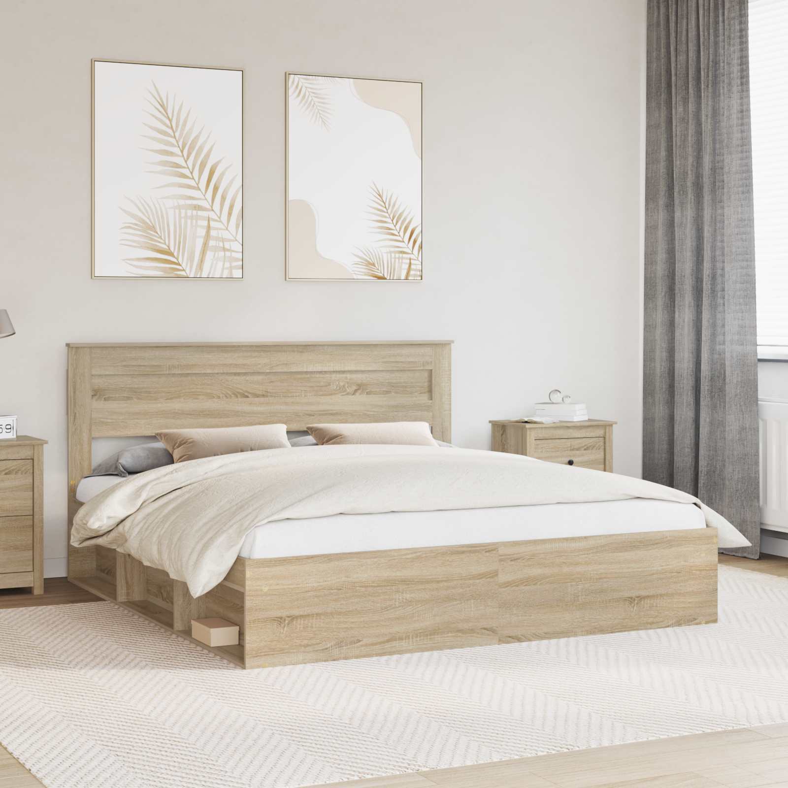 vidaXL Bedframe met hoofdeinde Wit 200 x 200 cm Massief grenenhout