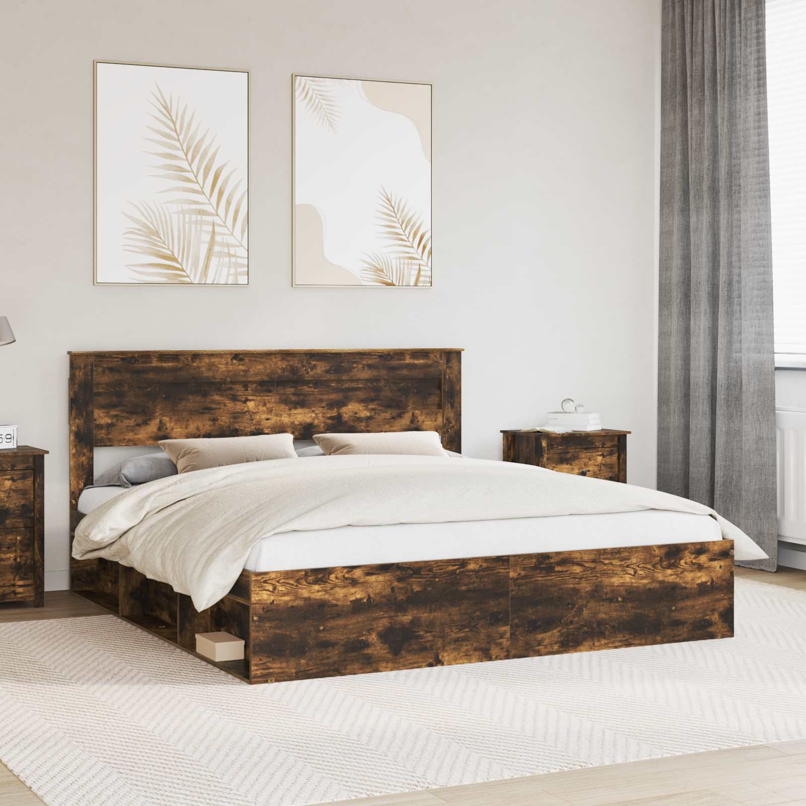 vidaXL Bedframe met hoofdeinde Wit 200 x 200 cm Massief grenenhout