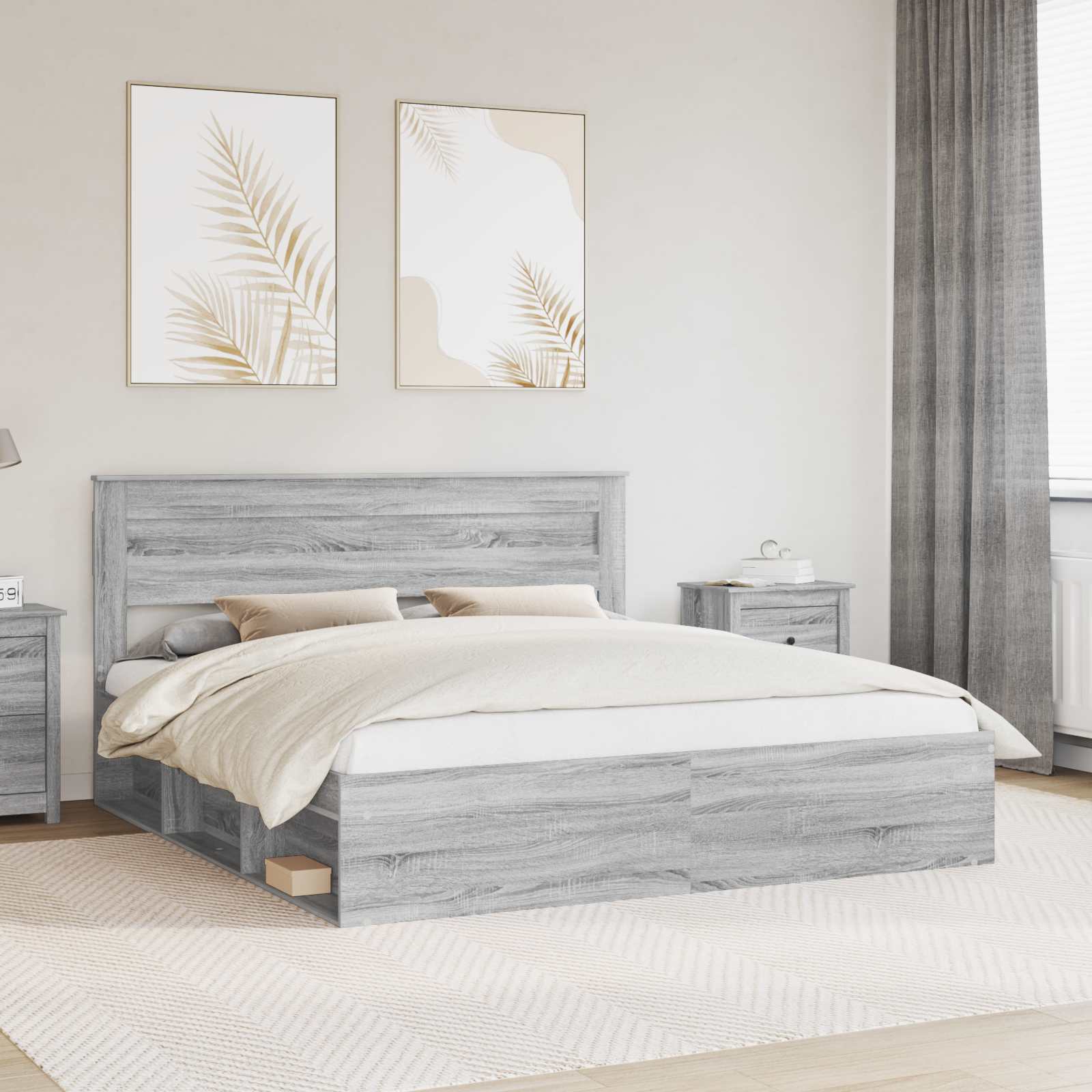 vidaXL Bedframe met hoofdeinde Wit 200 x 200 cm Massief grenenhout