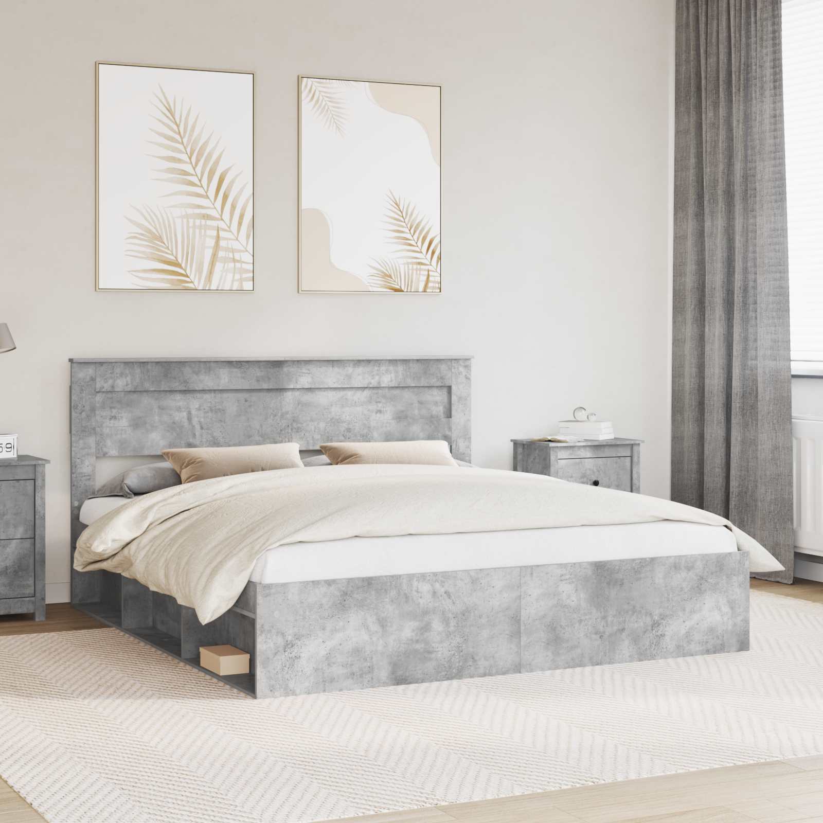 vidaXL Bedframe met hoofdeinde Wit 200 x 200 cm Massief grenenhout