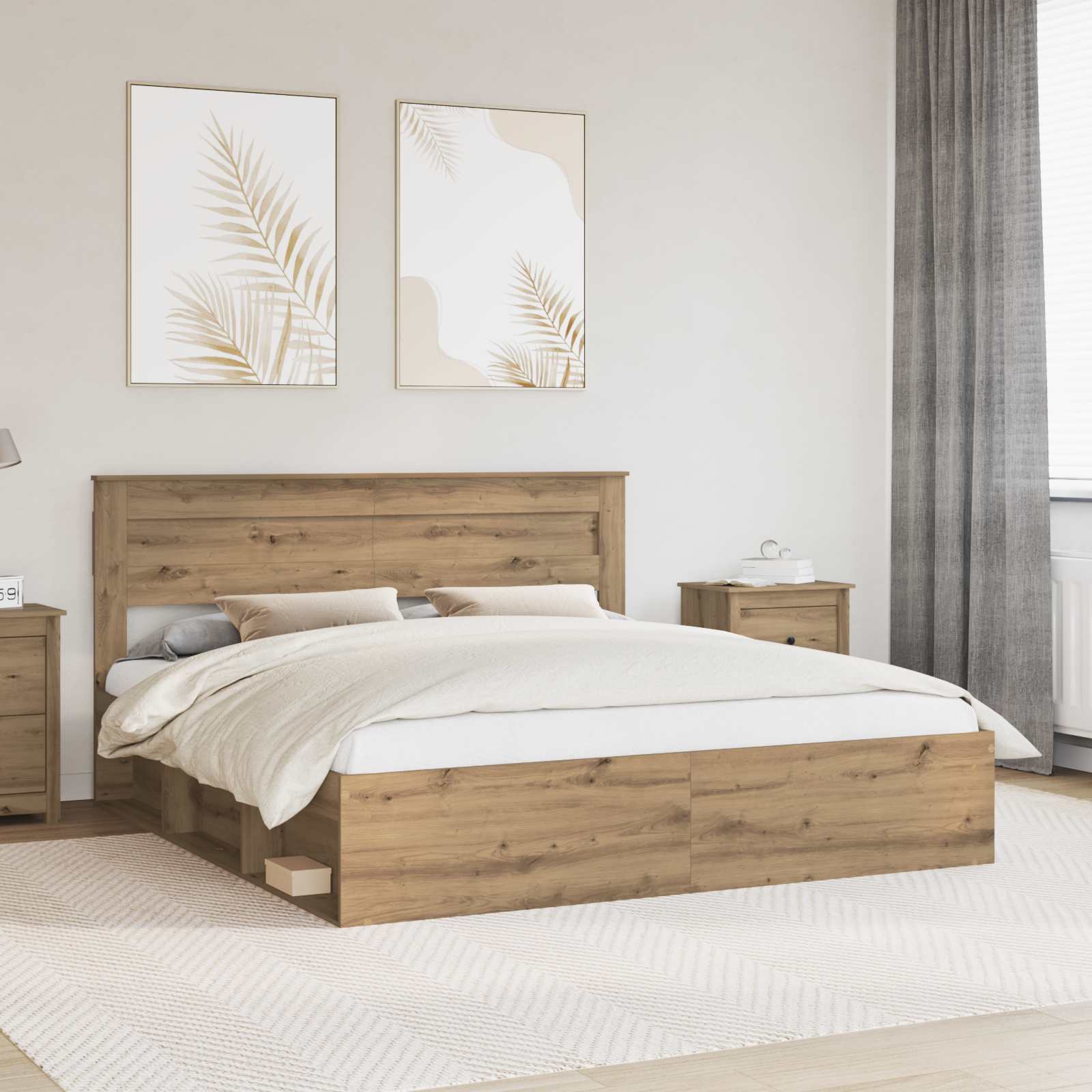 vidaXL Bedframe met hoofdeinde Wit 200 x 200 cm Massief grenenhout