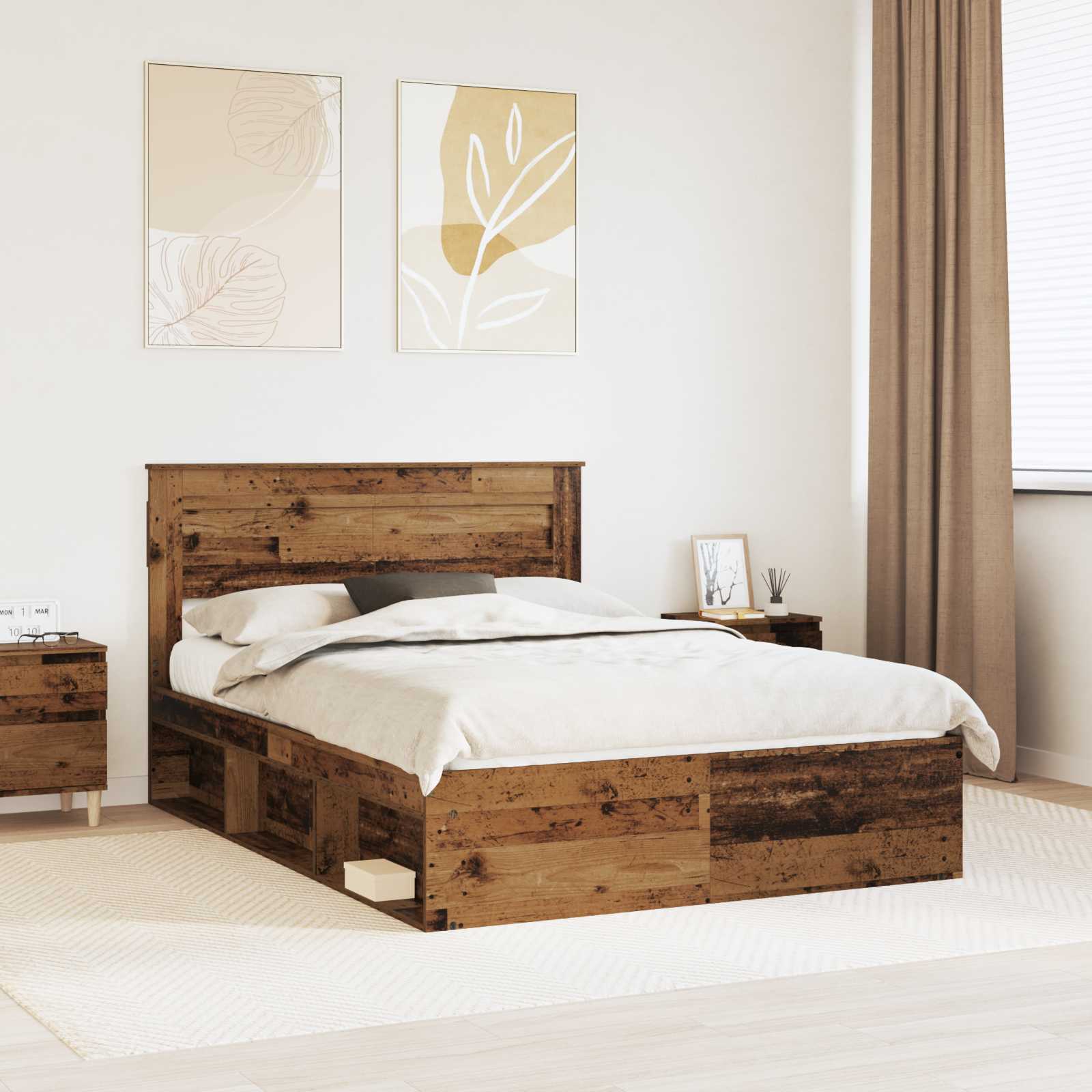 vidaXL Bedframe met hoofdeinde Wit 200 x 200 cm Massief grenenhout