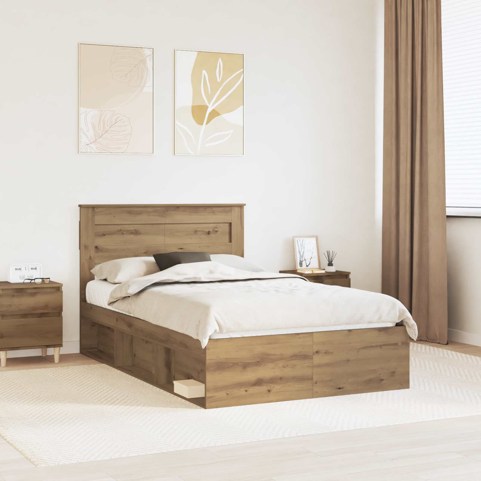 vidaXL Bedframe met hoofdeinde Wit 200 x 200 cm Massief grenenhout