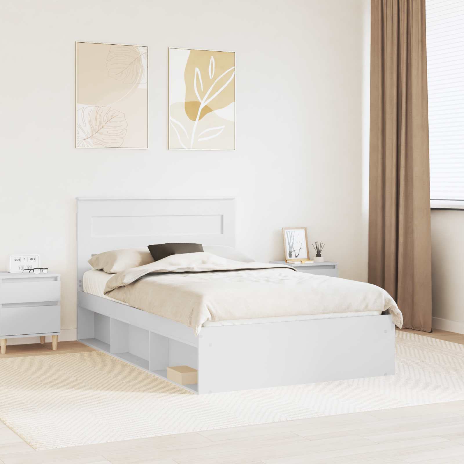 vidaXL Bedframe met hoofdeinde Wit 200 x 200 cm Massief grenenhout