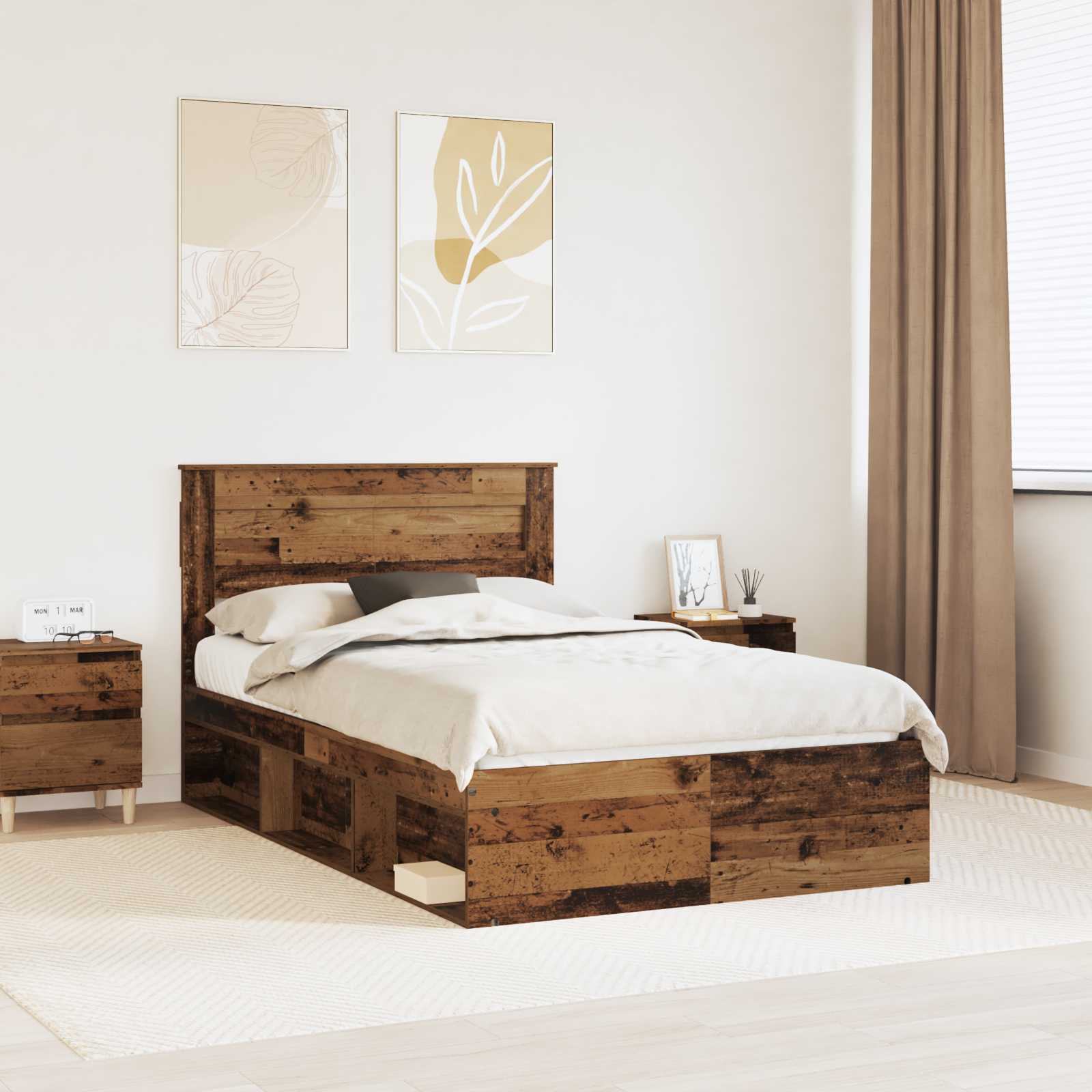 vidaXL Bedframe met hoofdeinde Wit 200 x 200 cm Massief grenenhout