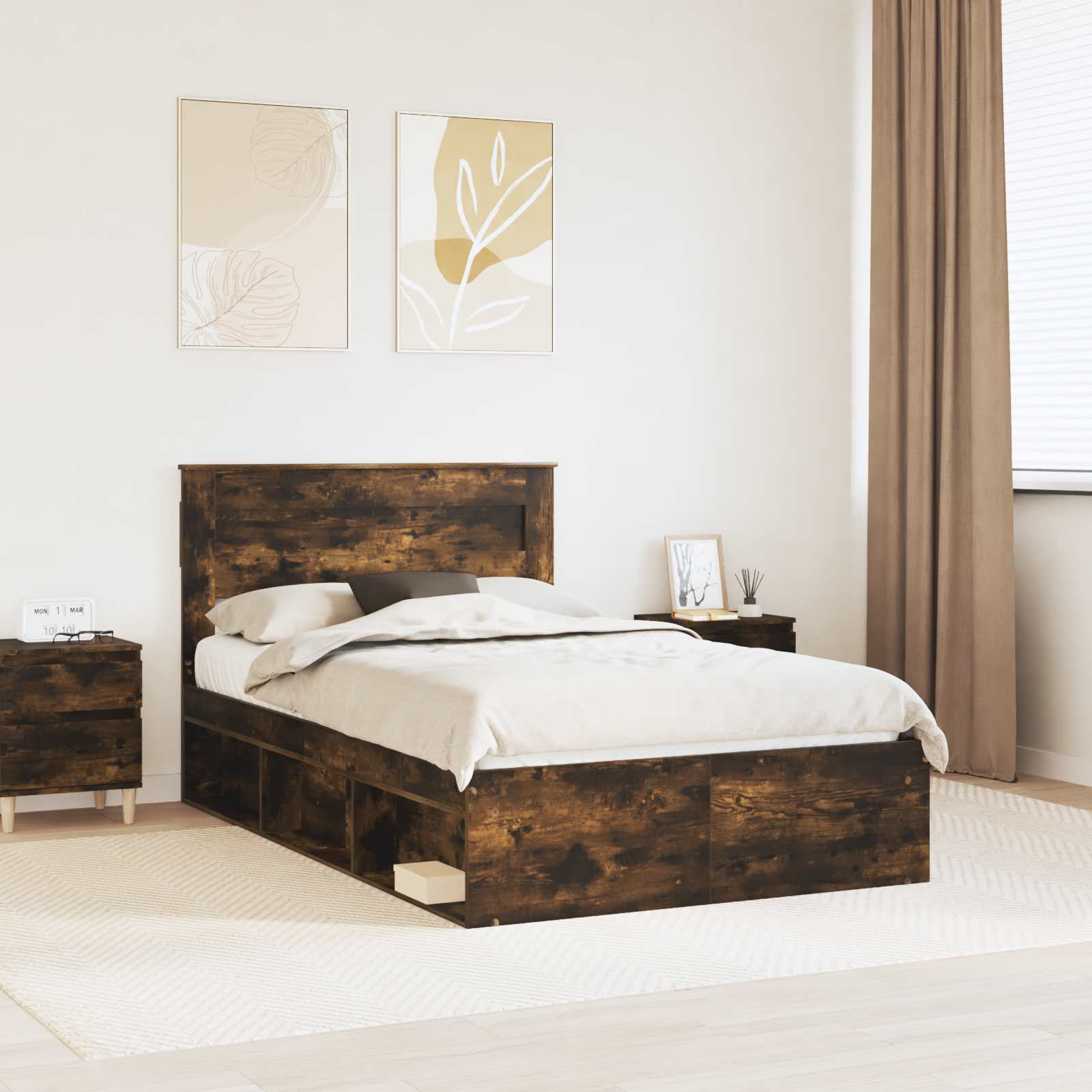 vidaXL Bedframe met hoofdeinde Wit 200 x 200 cm Massief grenenhout