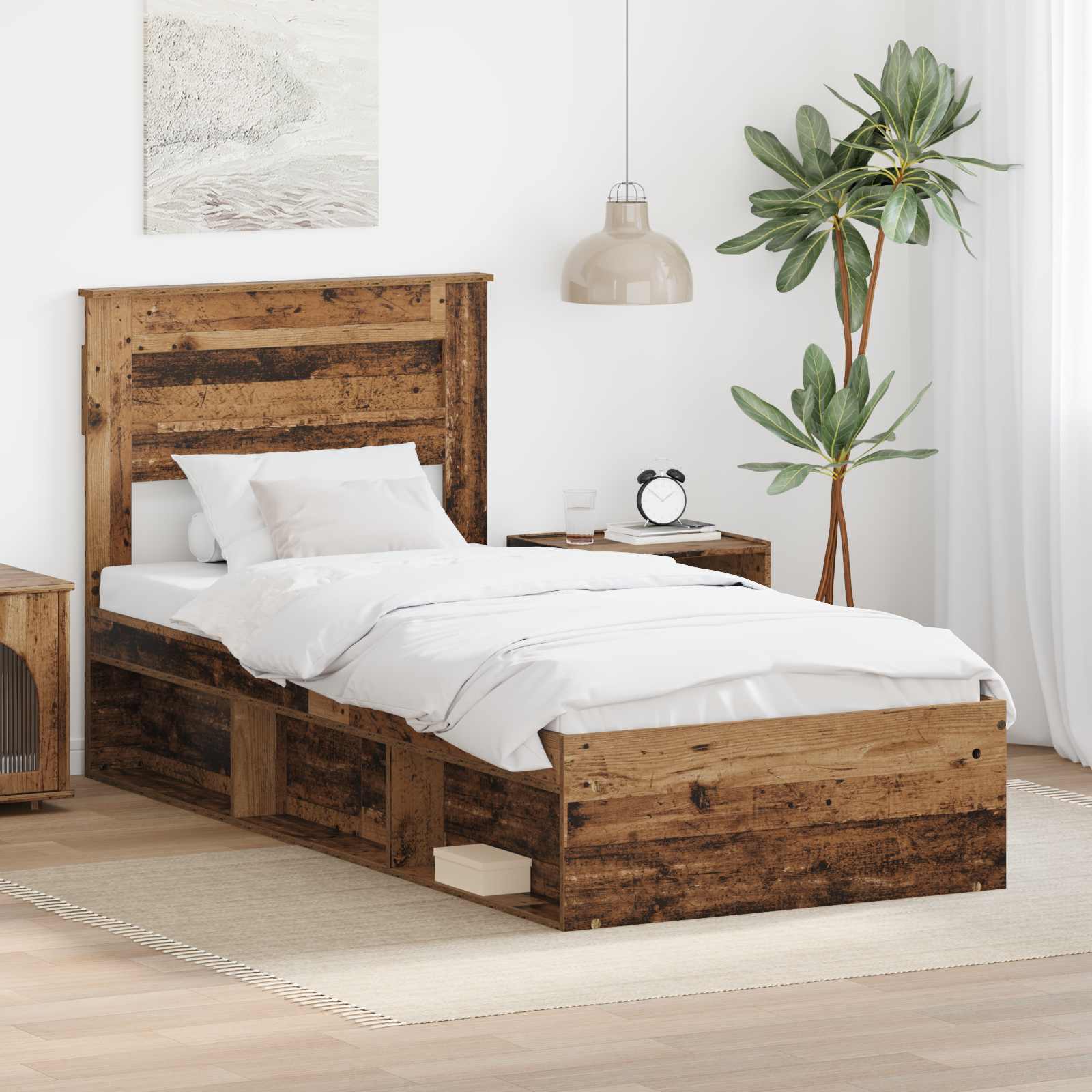 vidaXL Bedframe met hoofdeinde Wit 200 x 200 cm Massief grenenhout