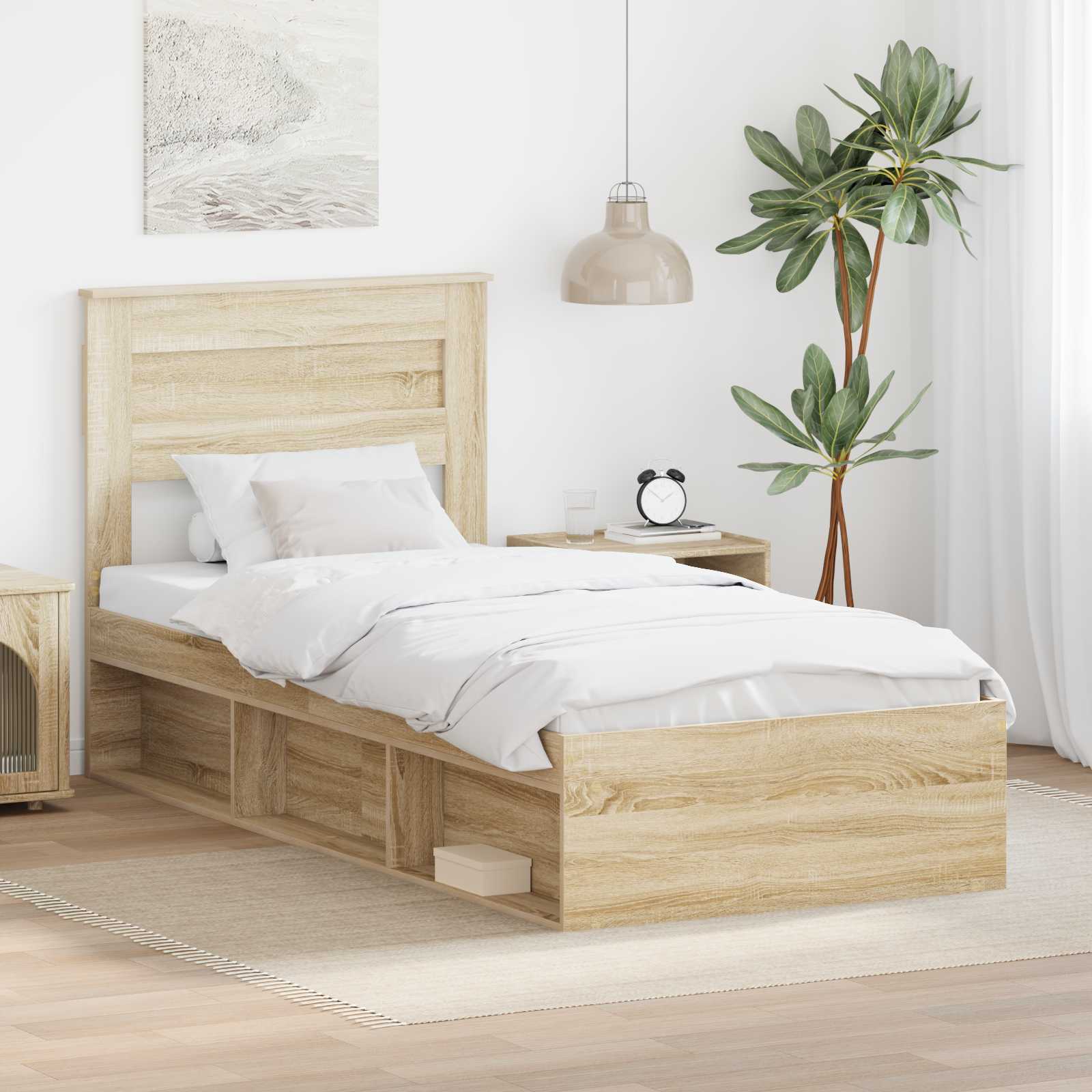 vidaXL Bedframe met hoofdeinde Wit 200 x 200 cm Massief grenenhout