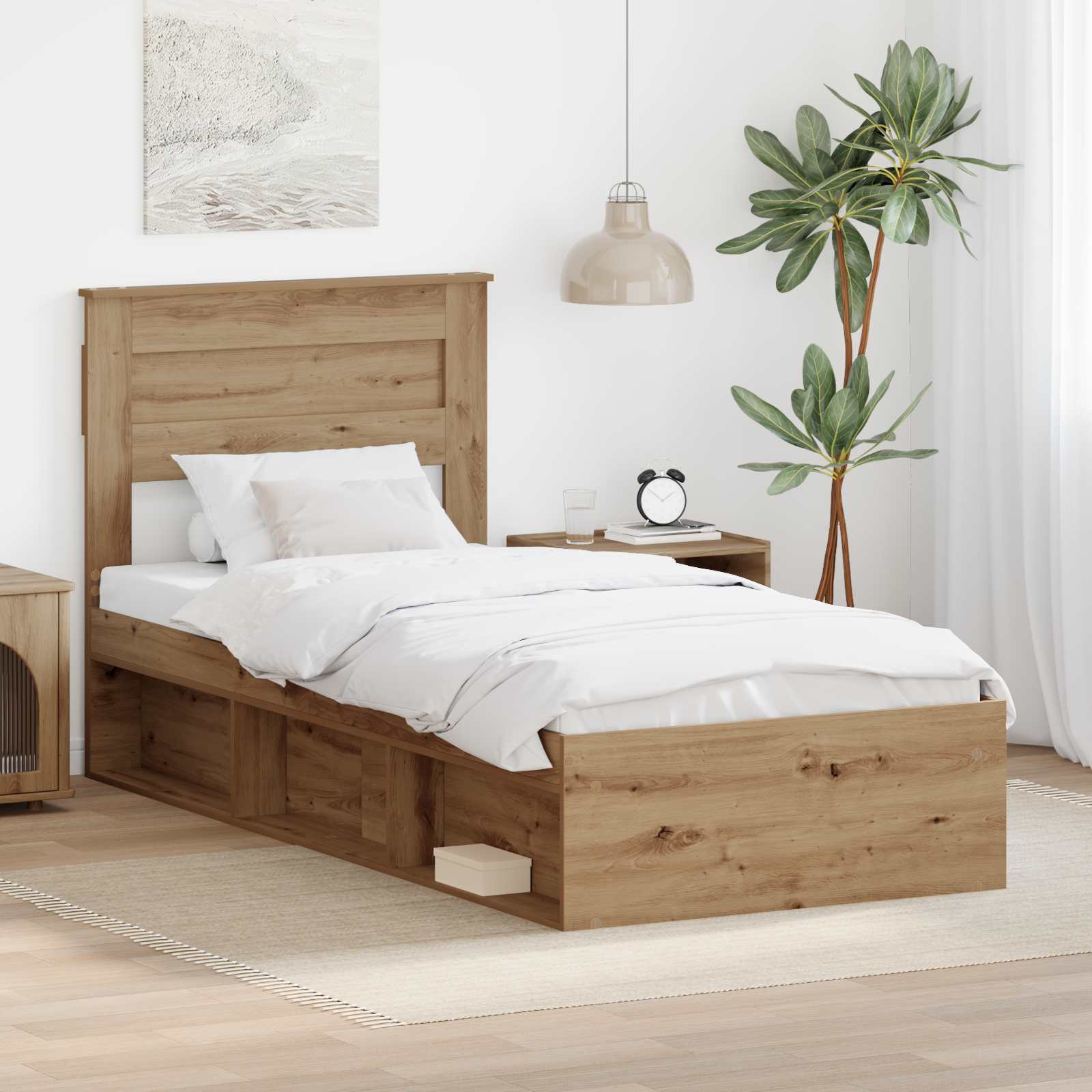 vidaXL Bedframe met hoofdeinde Wit 200 x 200 cm Massief grenenhout