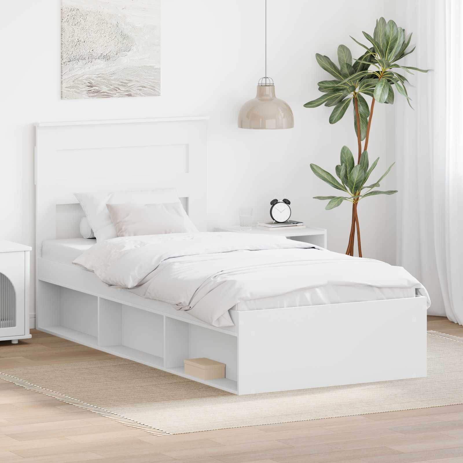 vidaXL Bedframe met hoofdeinde Wit 200 x 200 cm Massief grenenhout