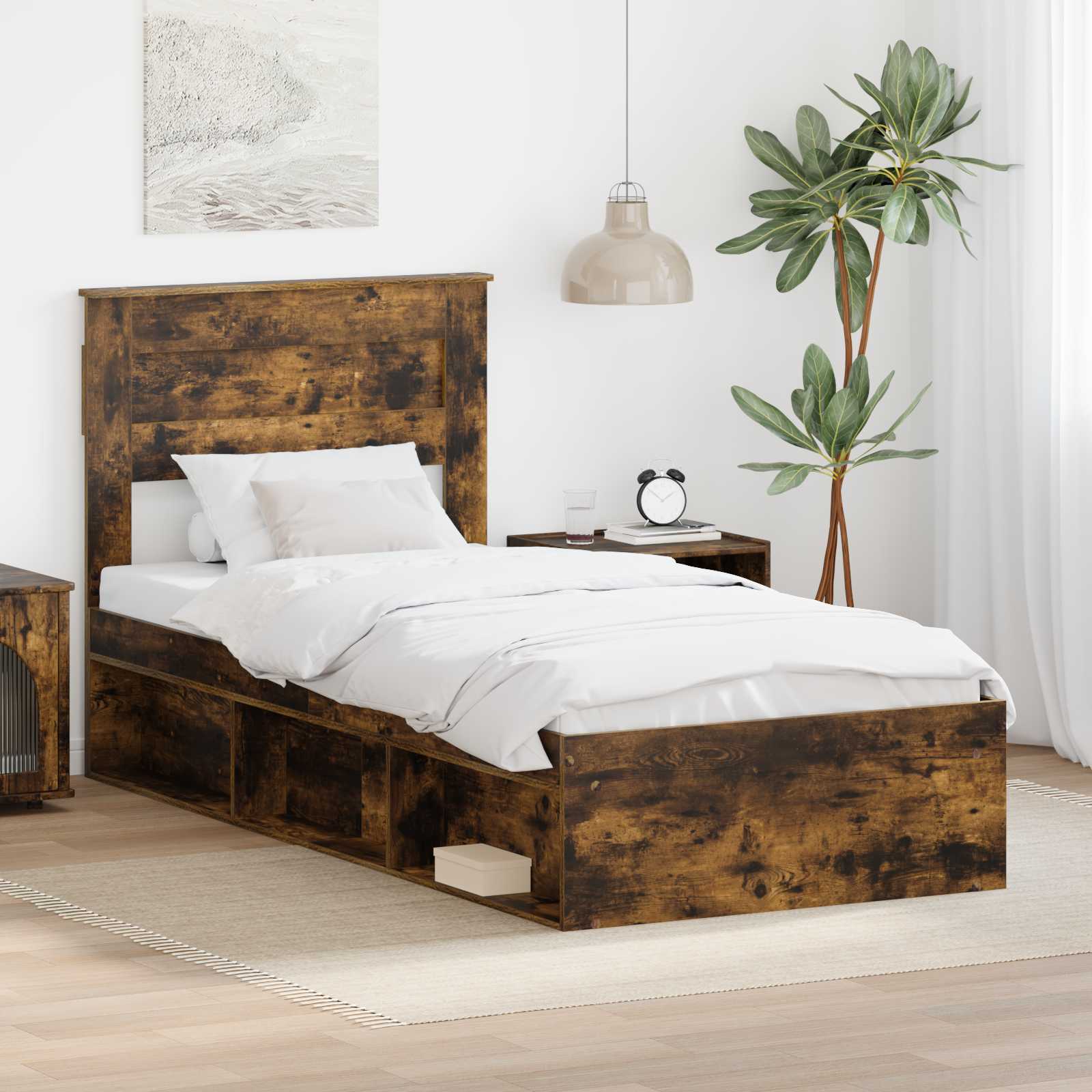 vidaXL Bedframe met hoofdeinde Wit 200 x 200 cm Massief grenenhout