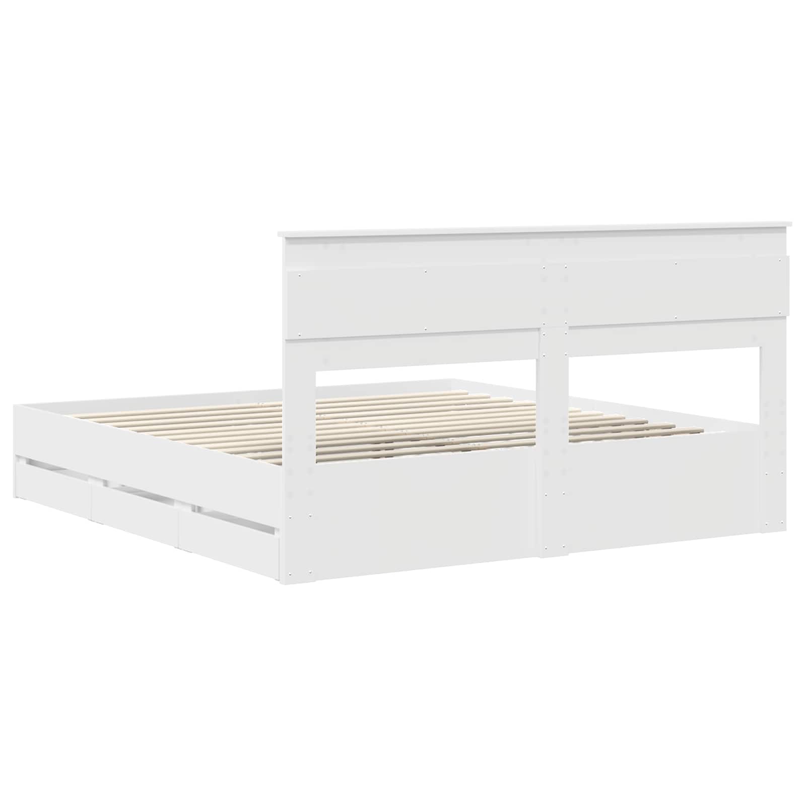 vidaXL Bedframe met lade met opslag Wit 200 x 200 cm Ingenieurshout