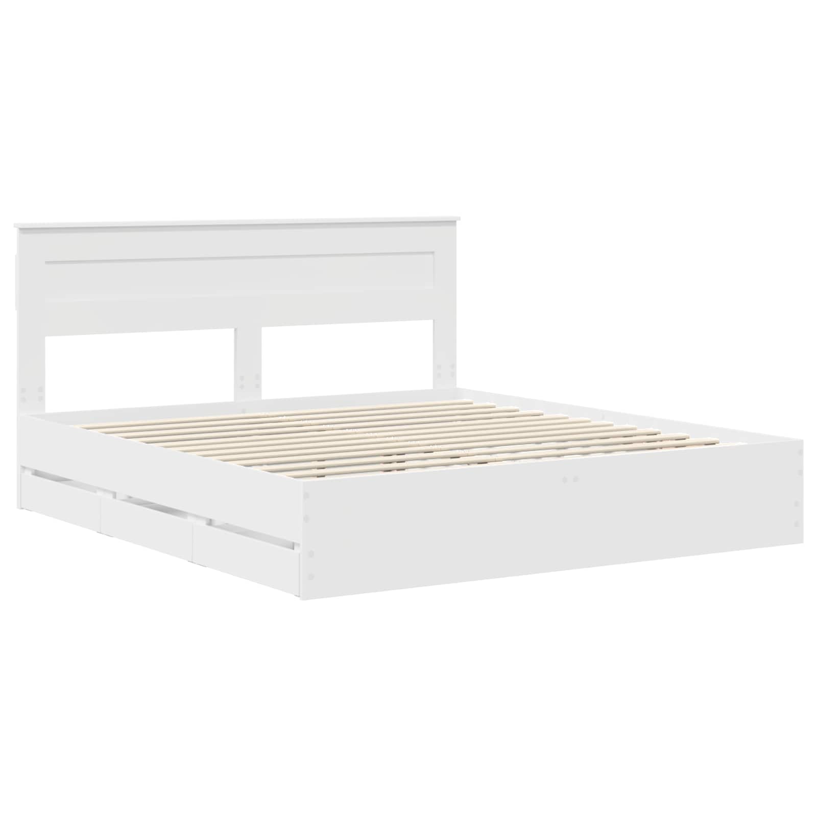 vidaXL Bedframe met lade met opslag Wit 200 x 200 cm Ingenieurshout
