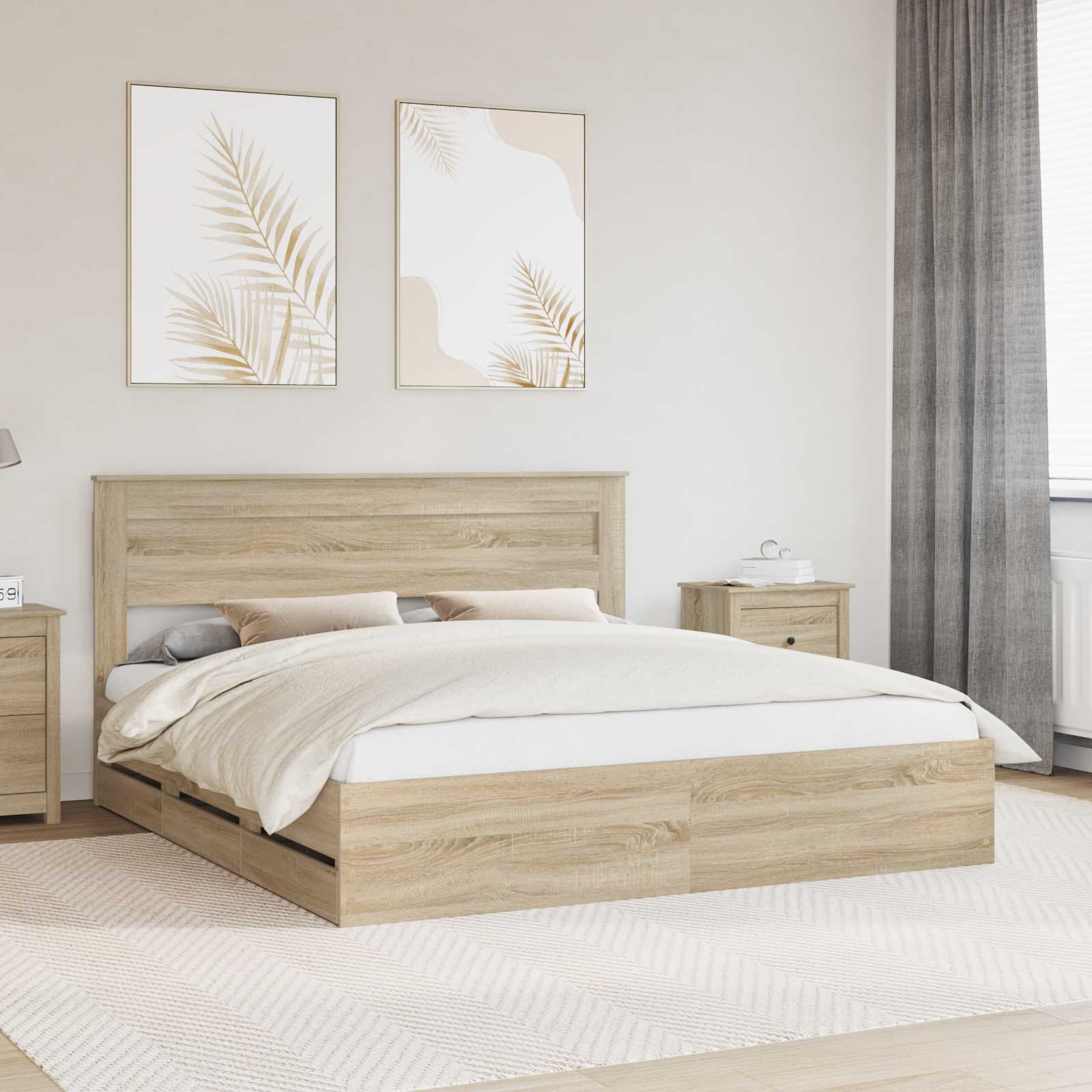 vidaXL Bedframe met lade met opslag Wit 200 x 200 cm Ingenieurshout