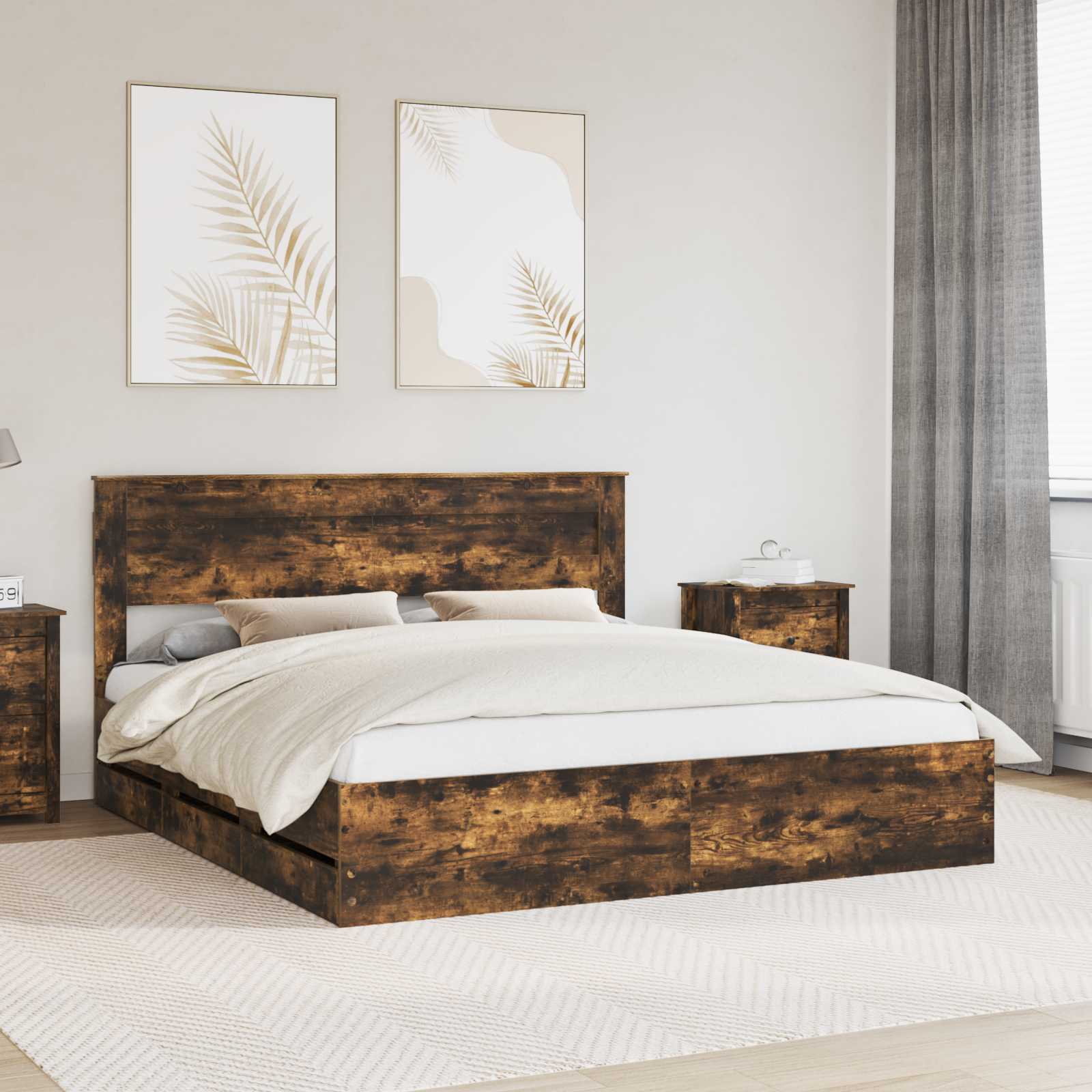 vidaXL Bedframe met lade met opslag Wit 200 x 200 cm Ingenieurshout