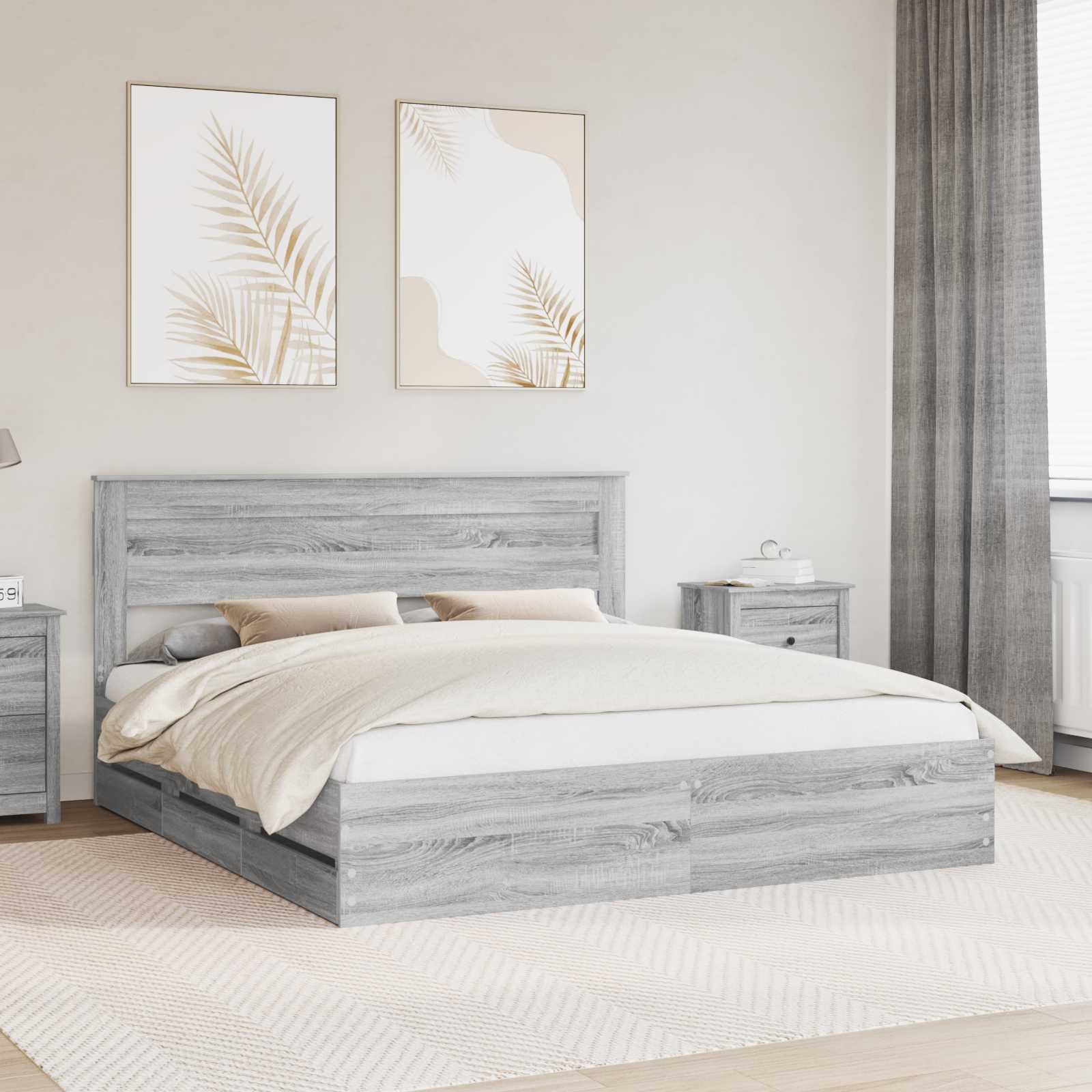 vidaXL Bedframe met lade met opslag Wit 200 x 200 cm Ingenieurshout