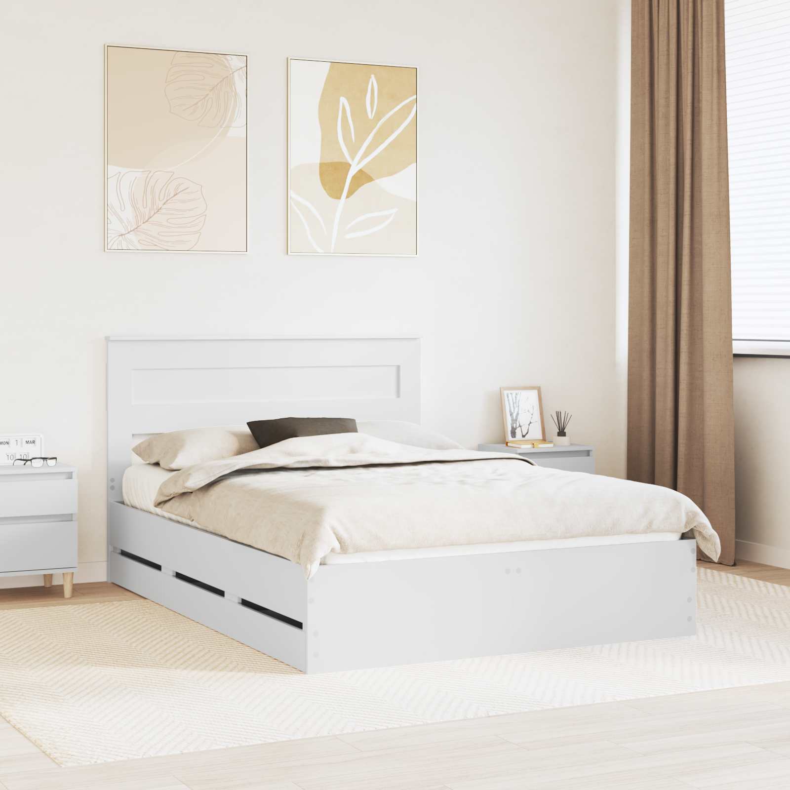 vidaXL Bedframe met lade met opslag Wit 200 x 200 cm Ingenieurshout