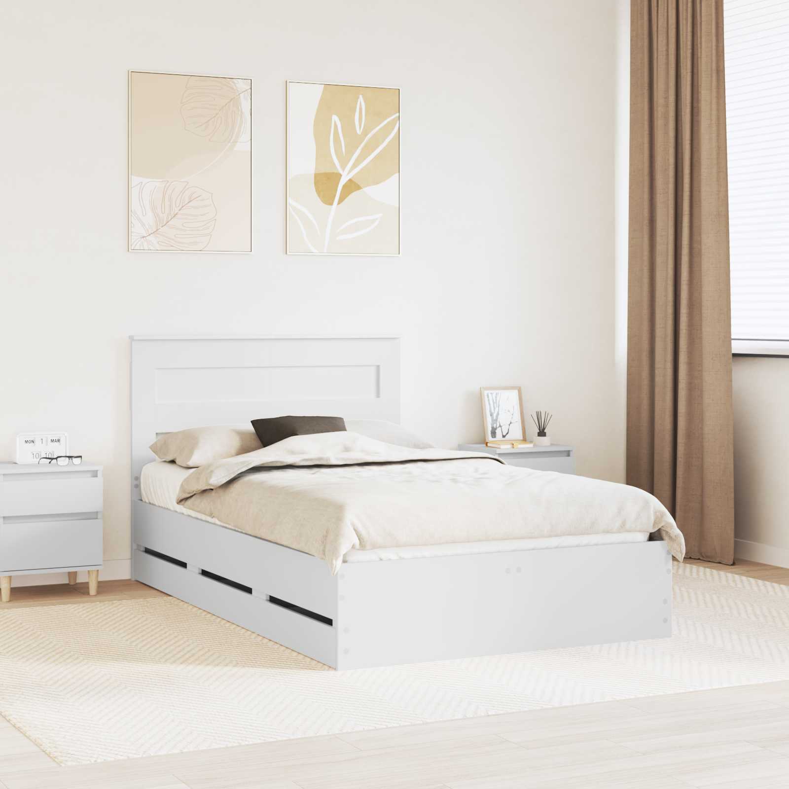 vidaXL Bedframe met lade met opslag Wit 200 x 200 cm Ingenieurshout