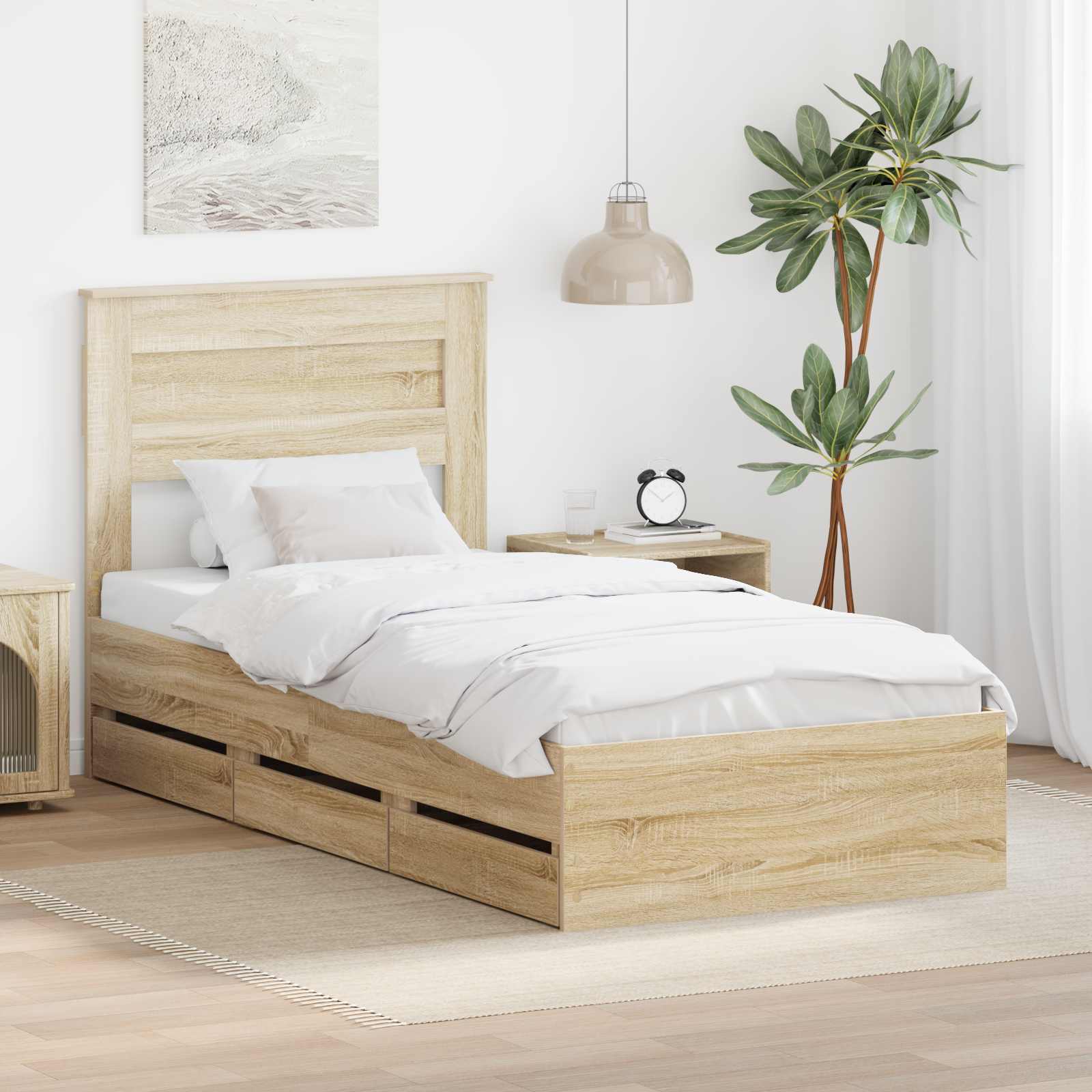 vidaXL Bedframe met lade met opslag Wit 200 x 200 cm Ingenieurshout
