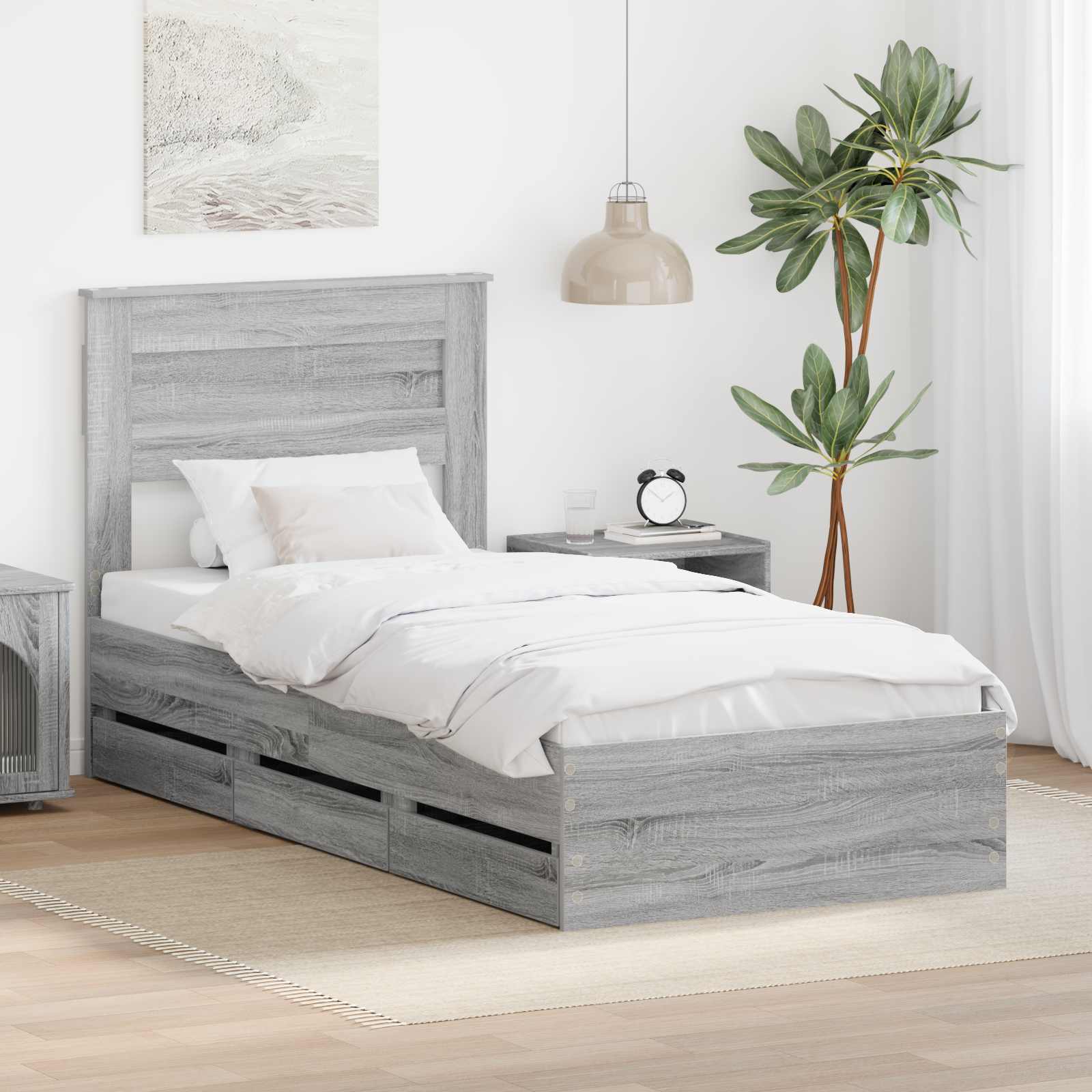 vidaXL Bedframe met lade met opslag Wit 200 x 200 cm Ingenieurshout