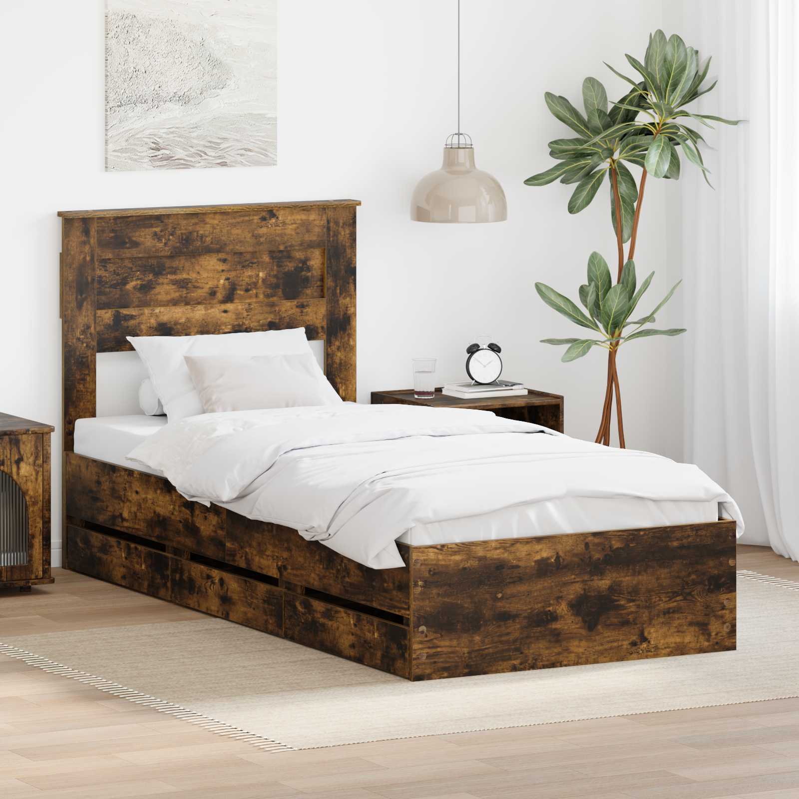 vidaXL Bedframe met lade met opslag Wit 200 x 200 cm Ingenieurshout
