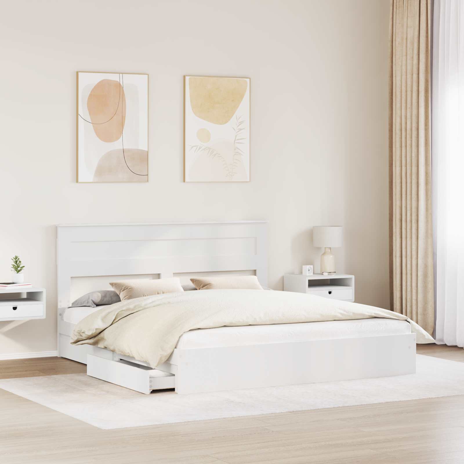 vidaXL Bedframe met lade met hoofdeinde Wit 200 x 200 cm Bewerkt hout