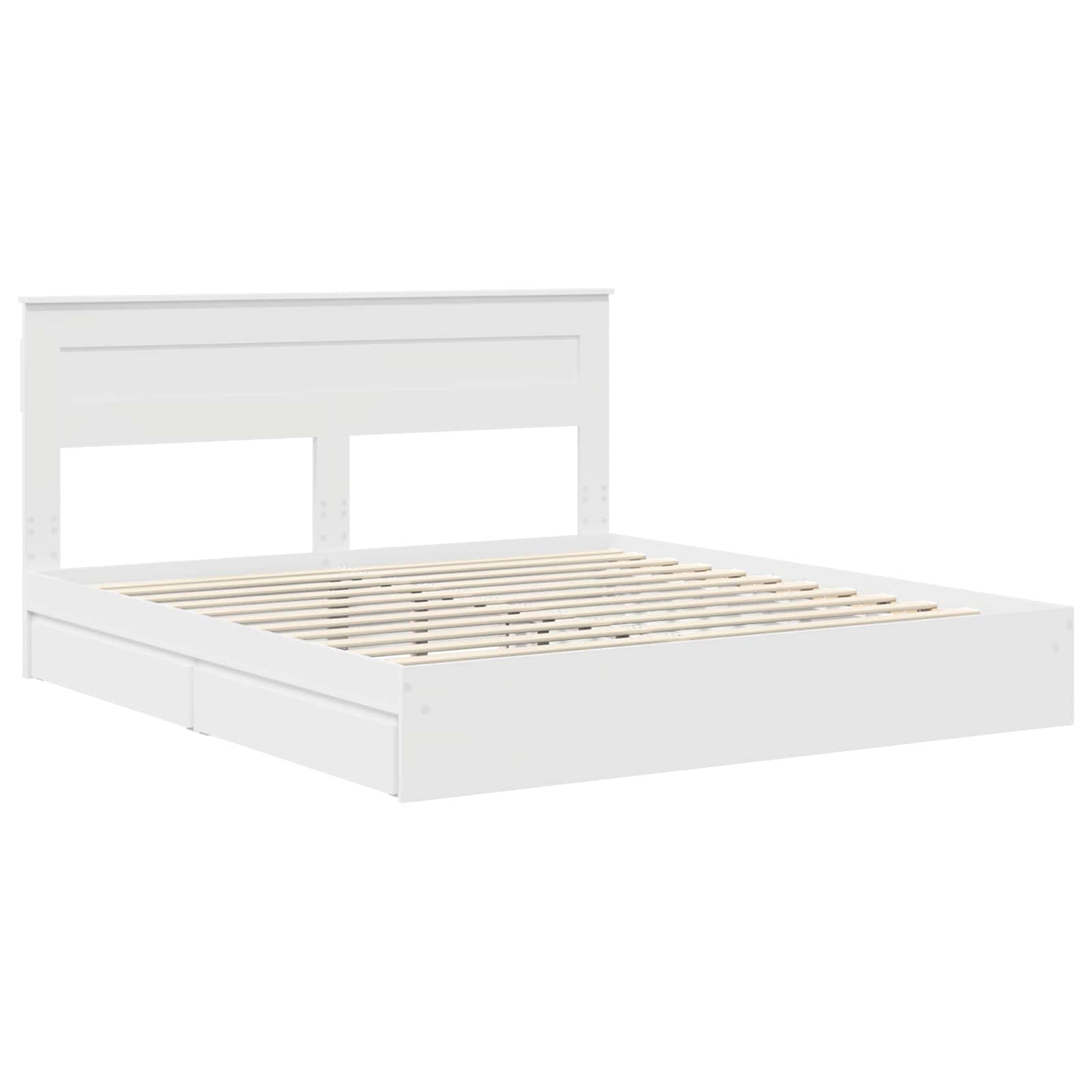 vidaXL Bedframe met lade met hoofdeinde Wit 200 x 200 cm Bewerkt hout