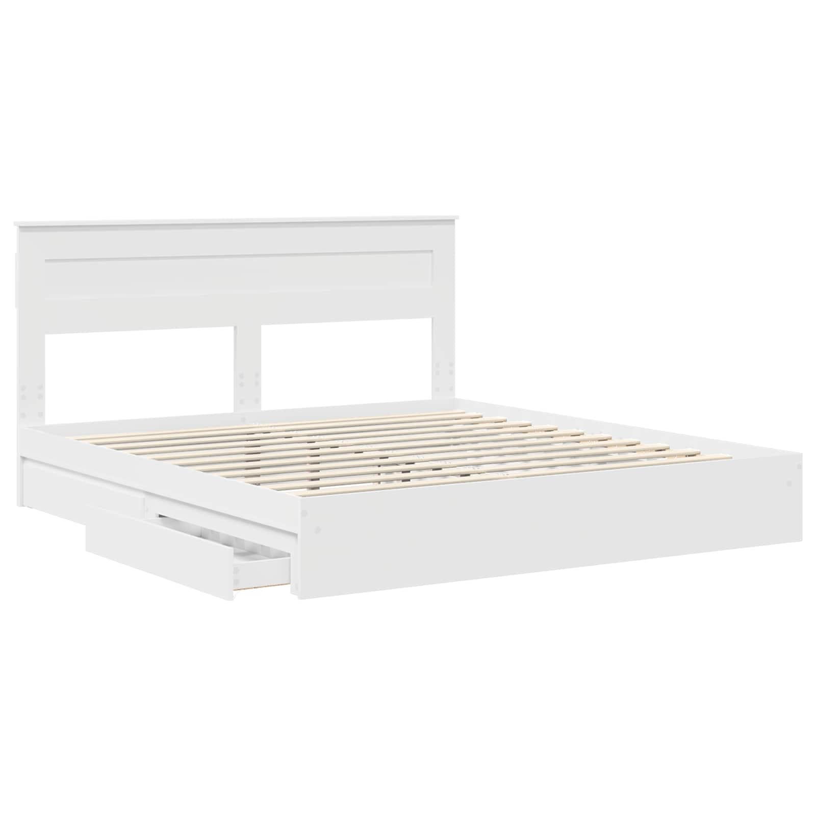 vidaXL Bedframe met lade met hoofdeinde Wit 200 x 200 cm Bewerkt hout