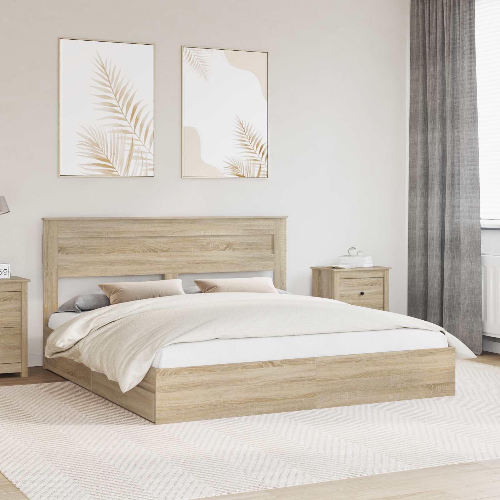 vidaXL Bedframe met lade met hoofdeinde Wit 200 x 200 cm Bewerkt hout