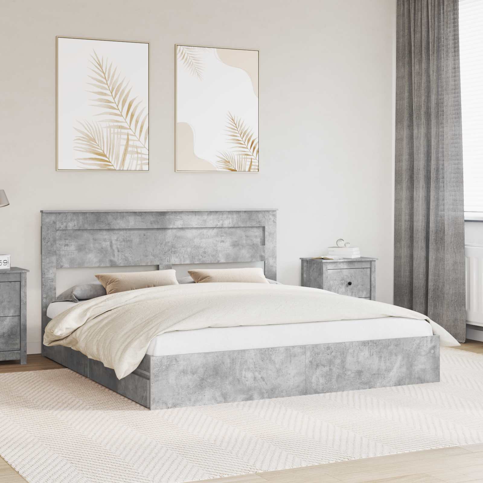 vidaXL Bedframe met lade met hoofdeinde Wit 200 x 200 cm Bewerkt hout
