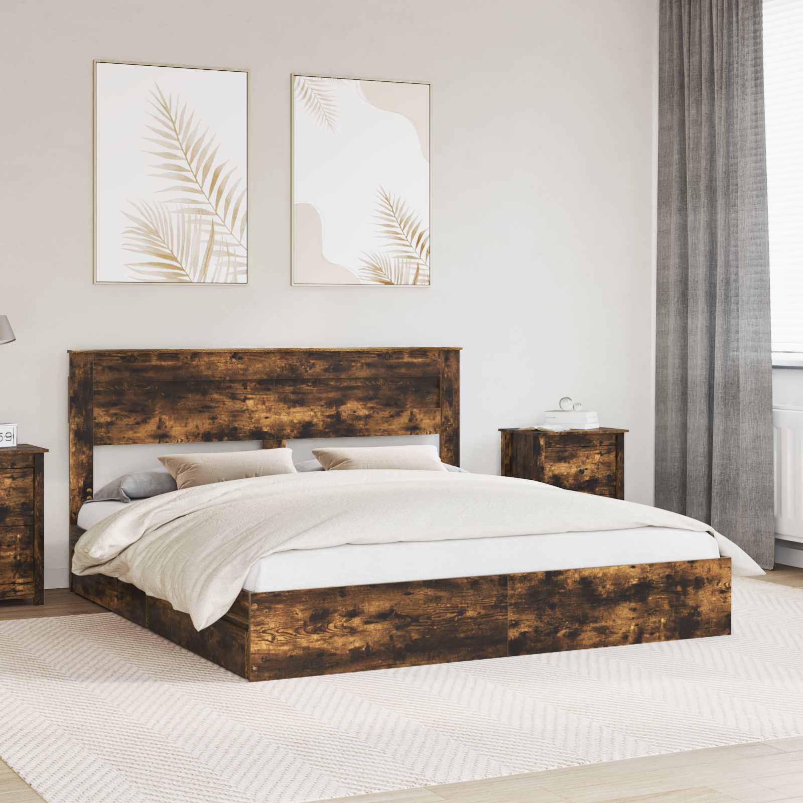 vidaXL Bedframe met lade met hoofdeinde Wit 200 x 200 cm Bewerkt hout